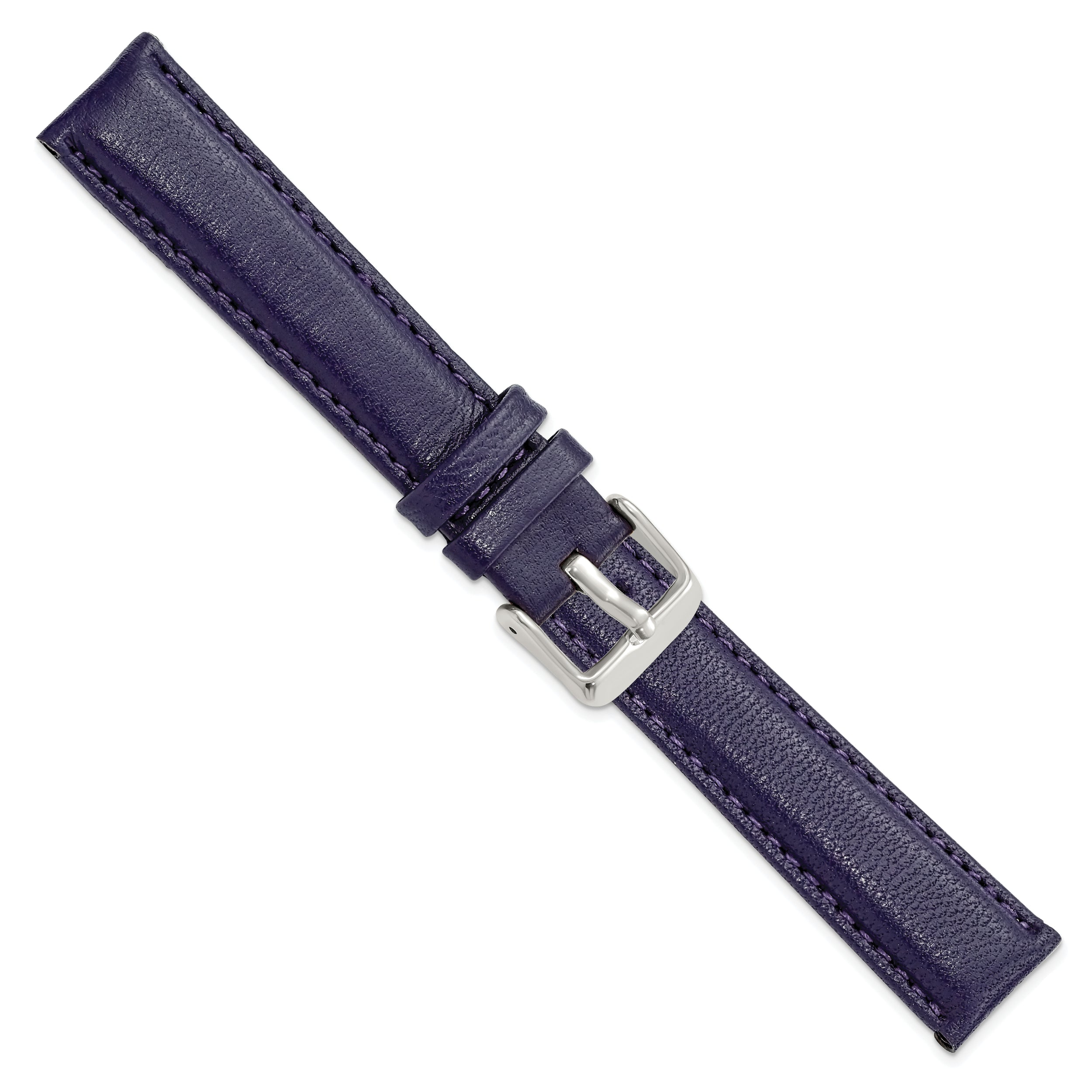 14mm Navy Glove Leather with Silver-tone Panerai Style Buckle 6.75 inch Watch Band