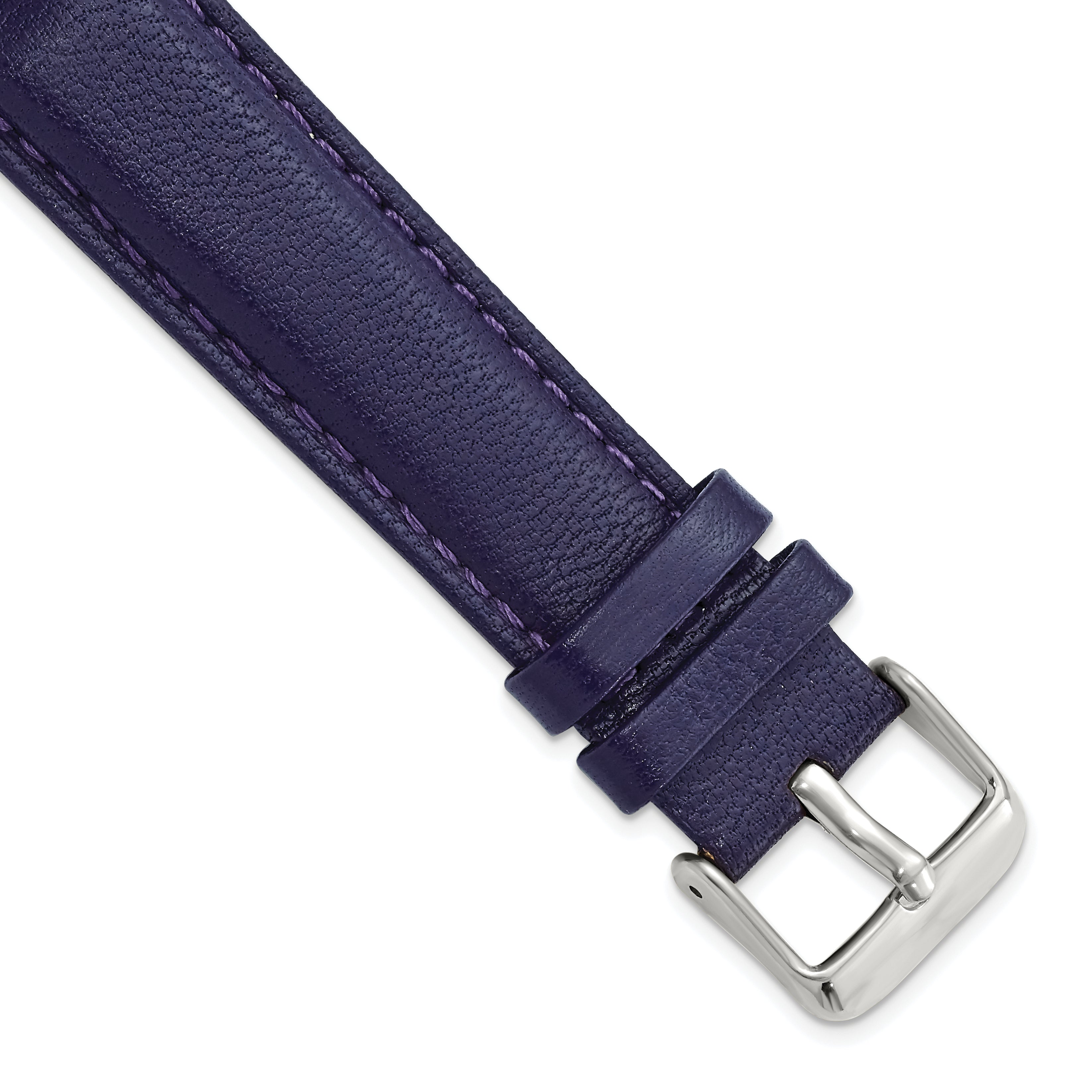 DeBeer 20mm Navy Glove Leather with Silver-tone Panerai Style Buckle 7.75 inch Watch Band