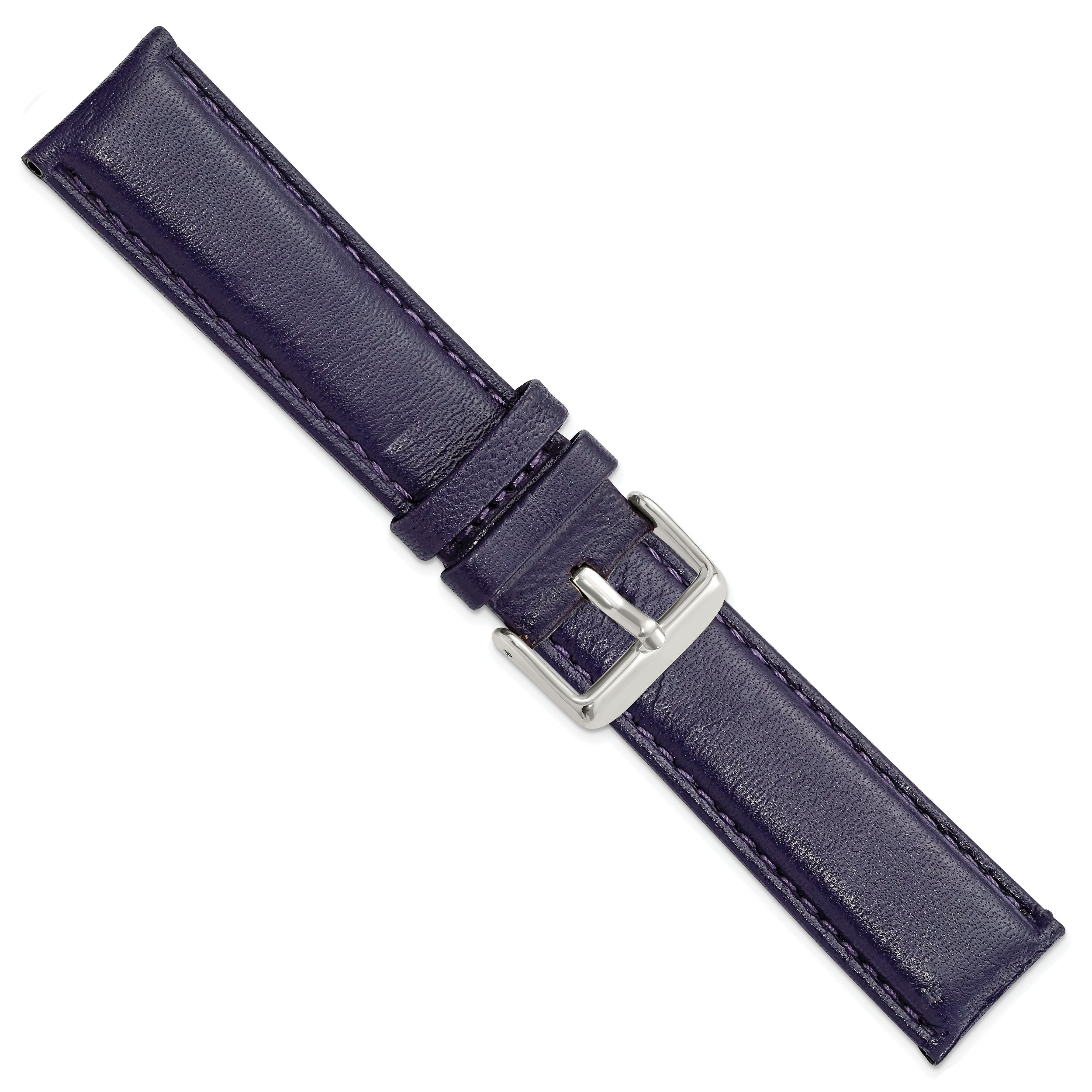 14mm Navy Glove Leather with Silver-tone Panerai Style Buckle 6.75 inch Watch Band