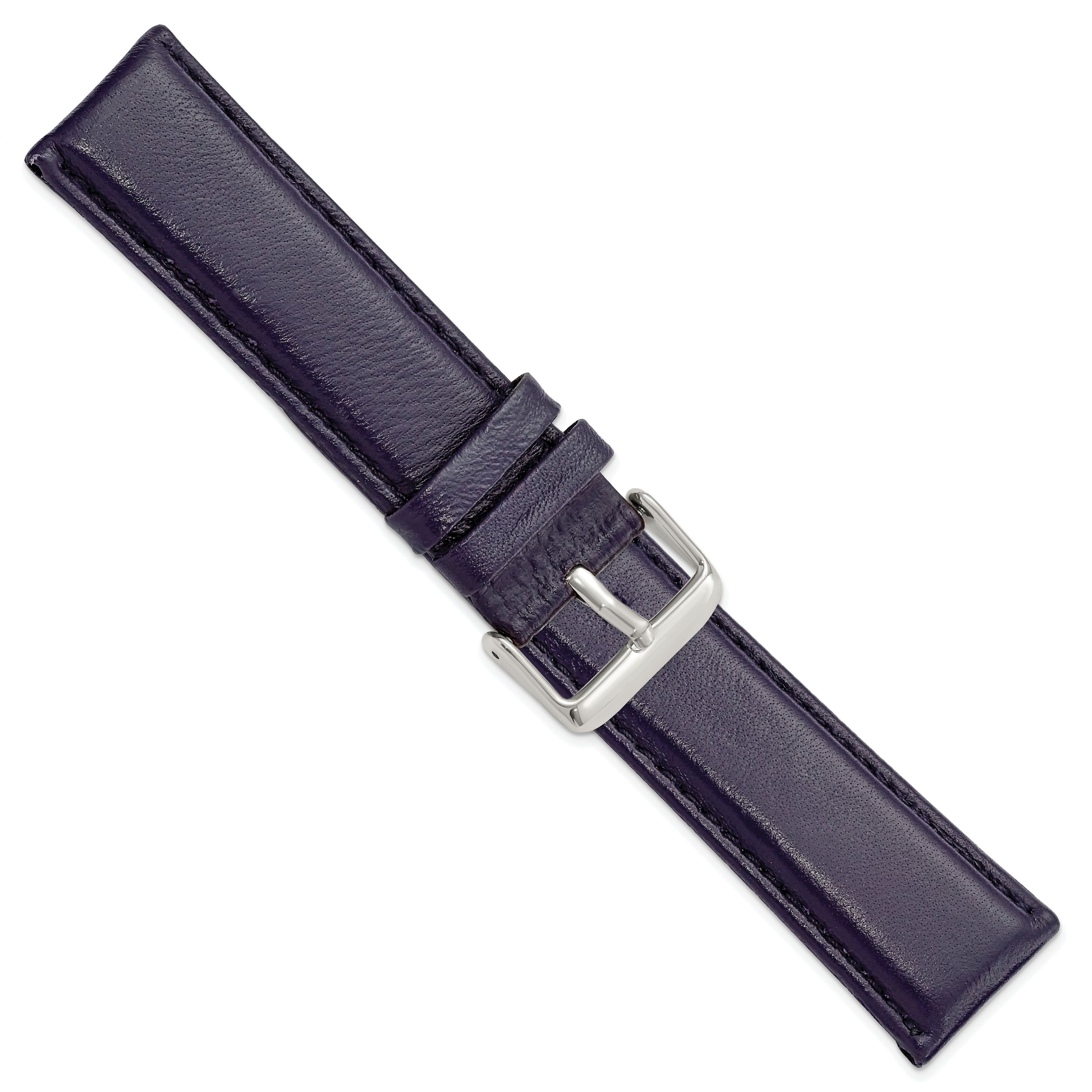 14mm Navy Glove Leather with Silver-tone Panerai Style Buckle 6.75 inch Watch Band