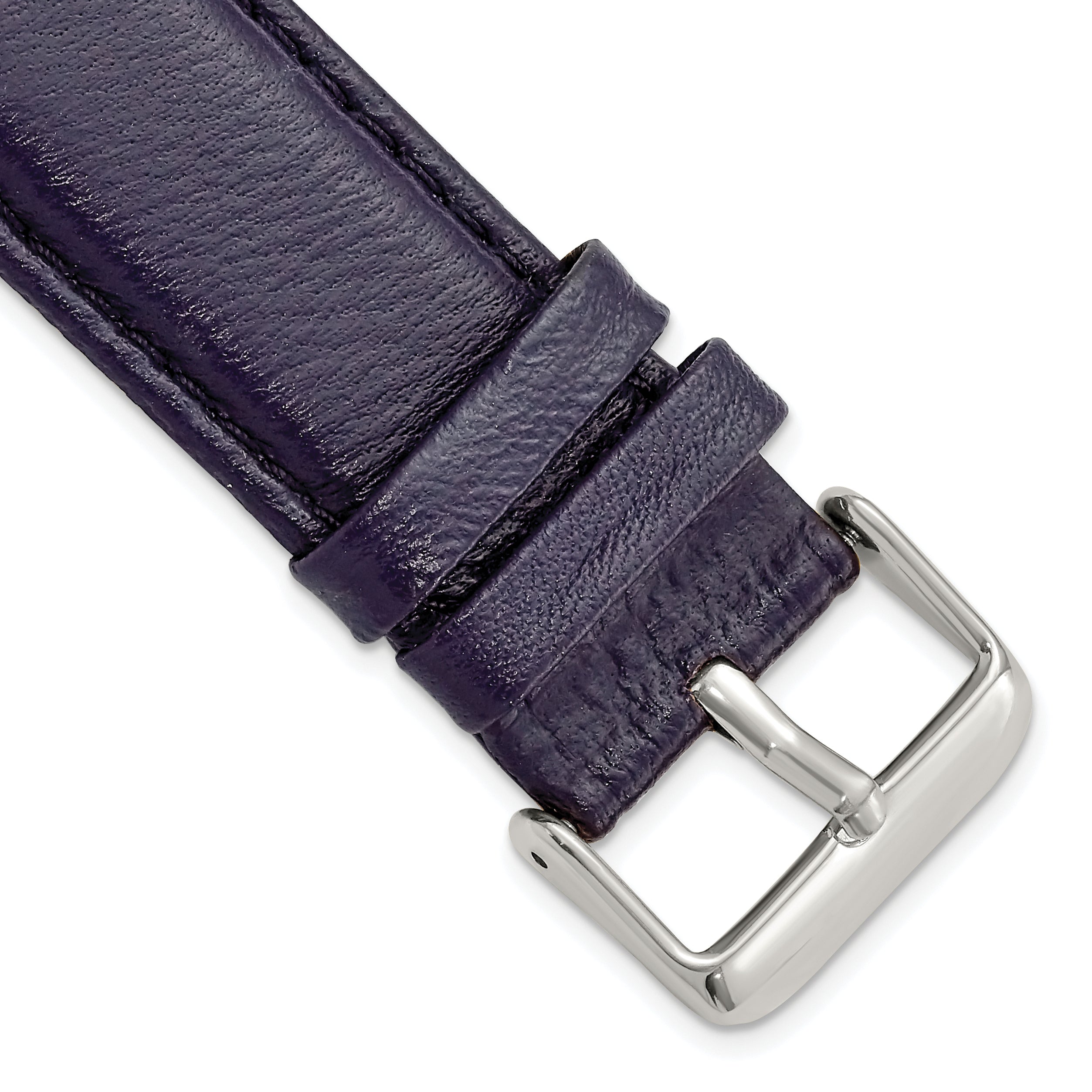 DeBeer 24mm Navy Glove Leather with Silver-tone Panerai Style Buckle 7.75 inch Watch Band