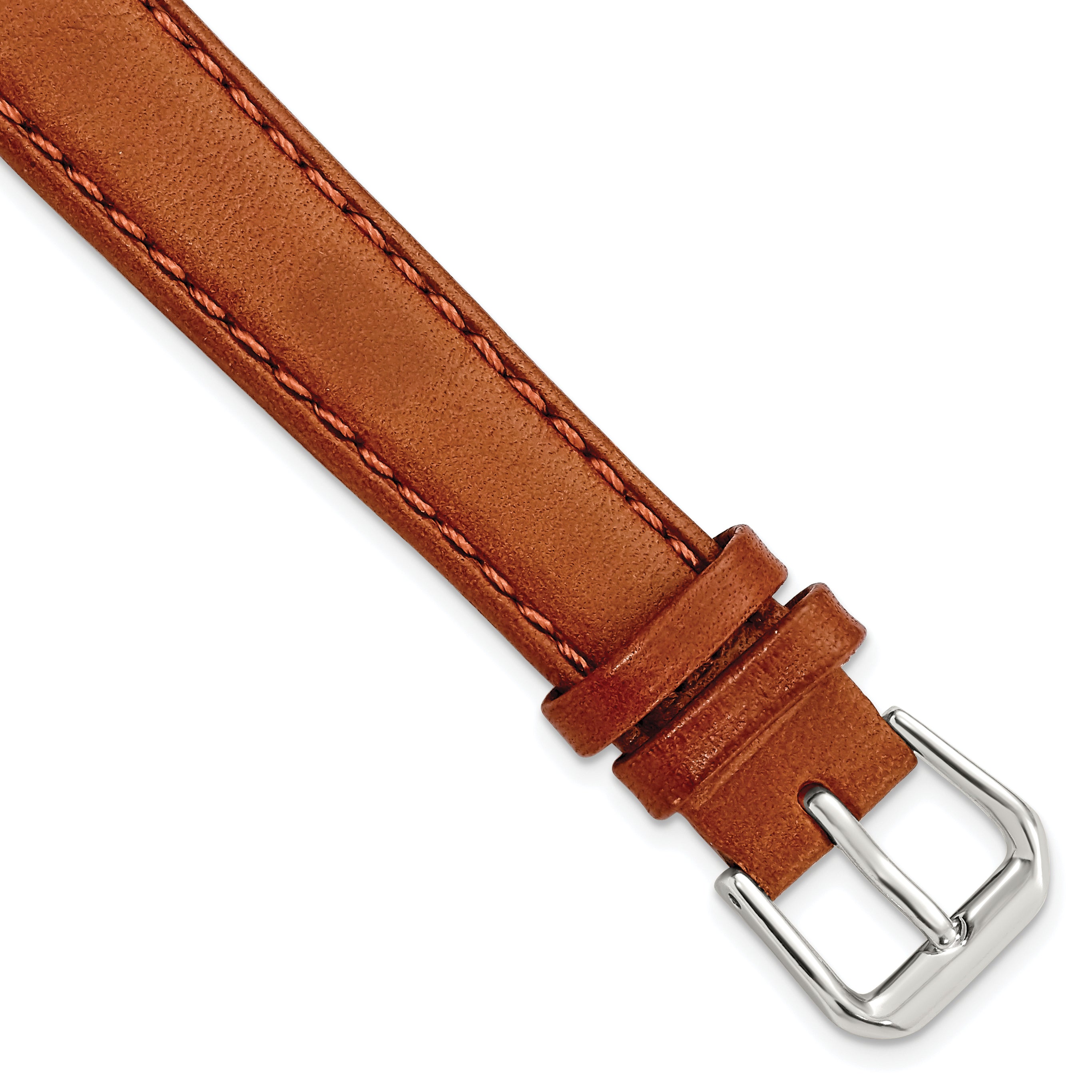 DeBeer 14mm Havana Italian Leather with Silver-tone Buckle 6.75 inch Watch Band