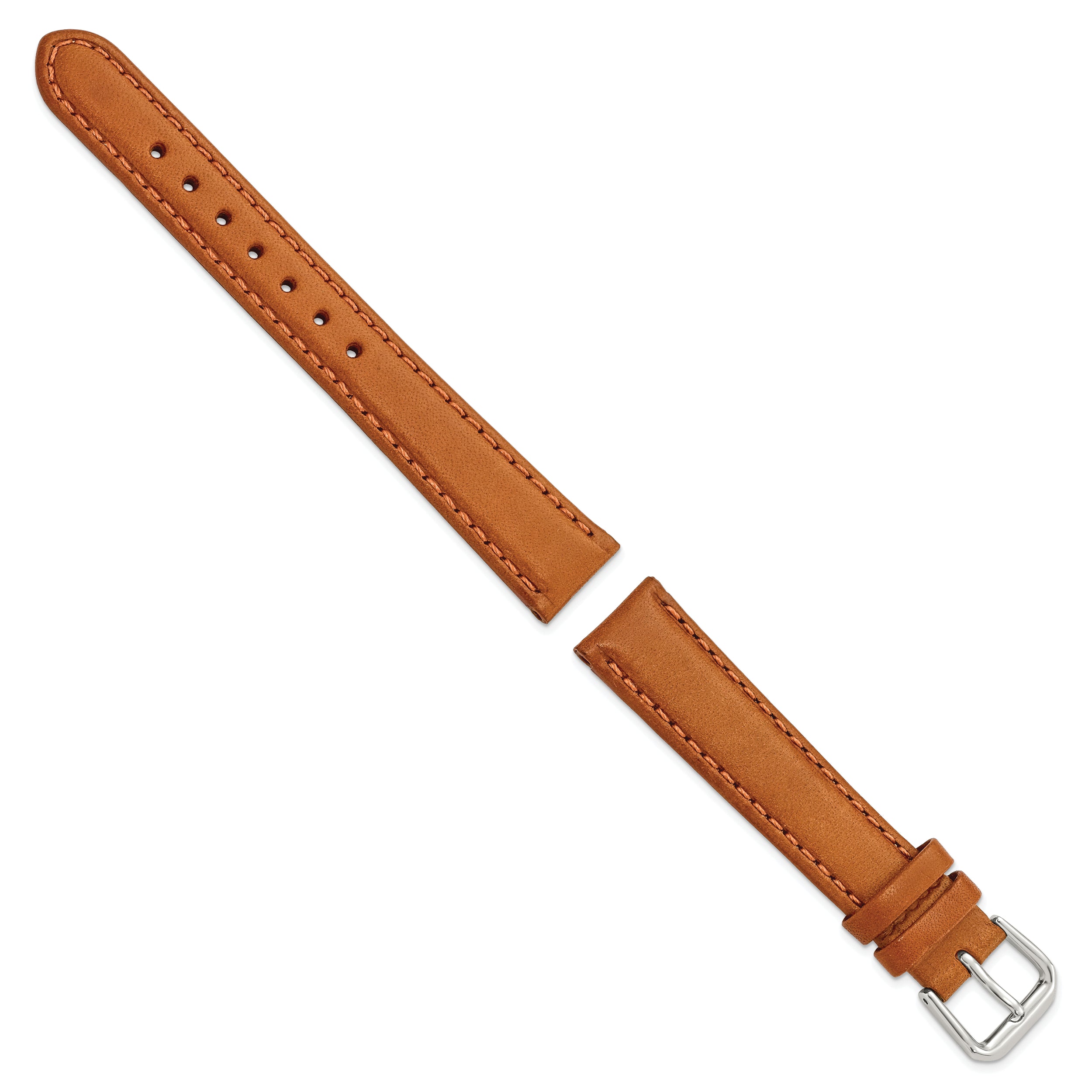 14mm Havana Italian Leather with Silver-tone Buckle 6.75 inch Watch Band