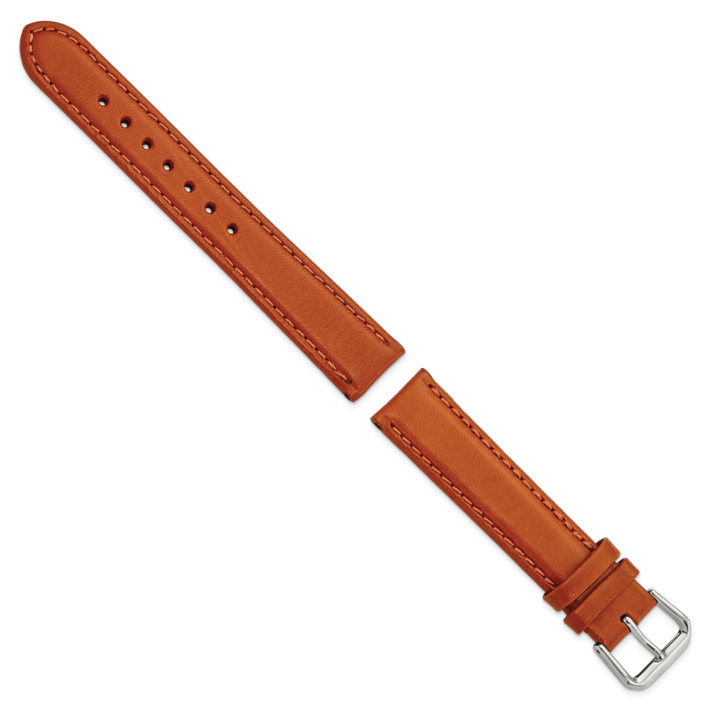 14mm Havana Italian Leather with Silver-tone Buckle 6.75 inch Watch Band