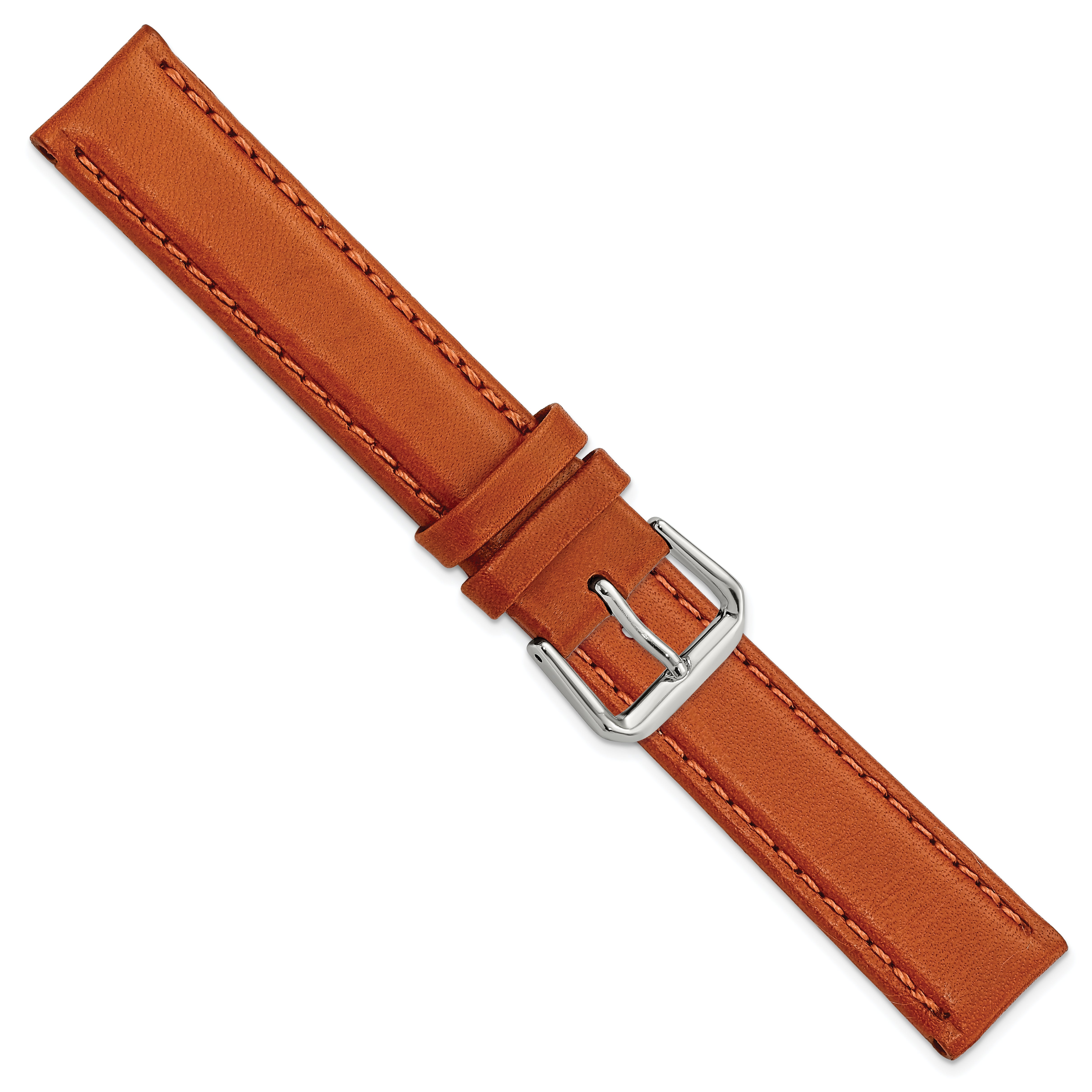 14mm Havana Italian Leather with Silver-tone Buckle 6.75 inch Watch Band