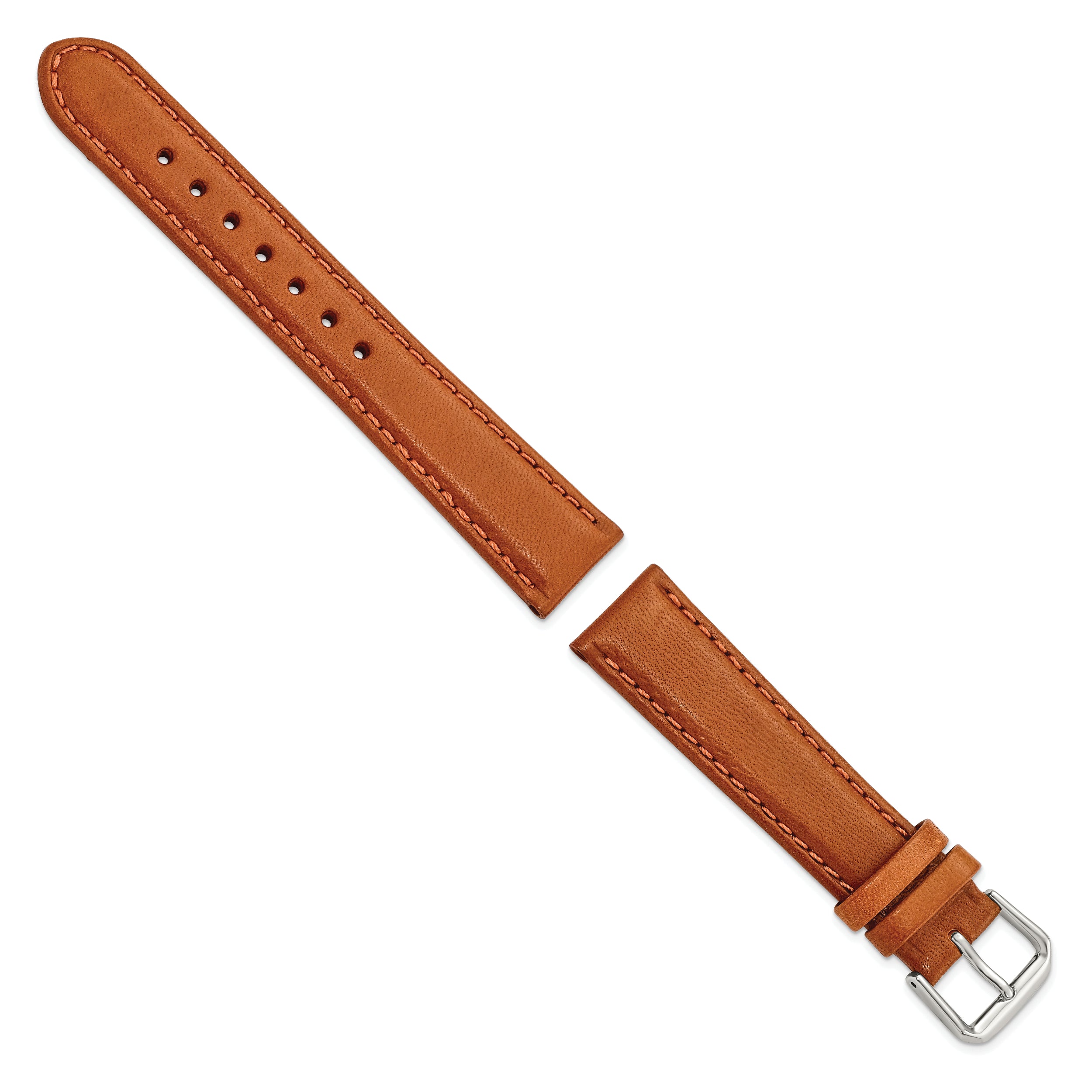 14mm Havana Italian Leather with Silver-tone Buckle 6.75 inch Watch Band