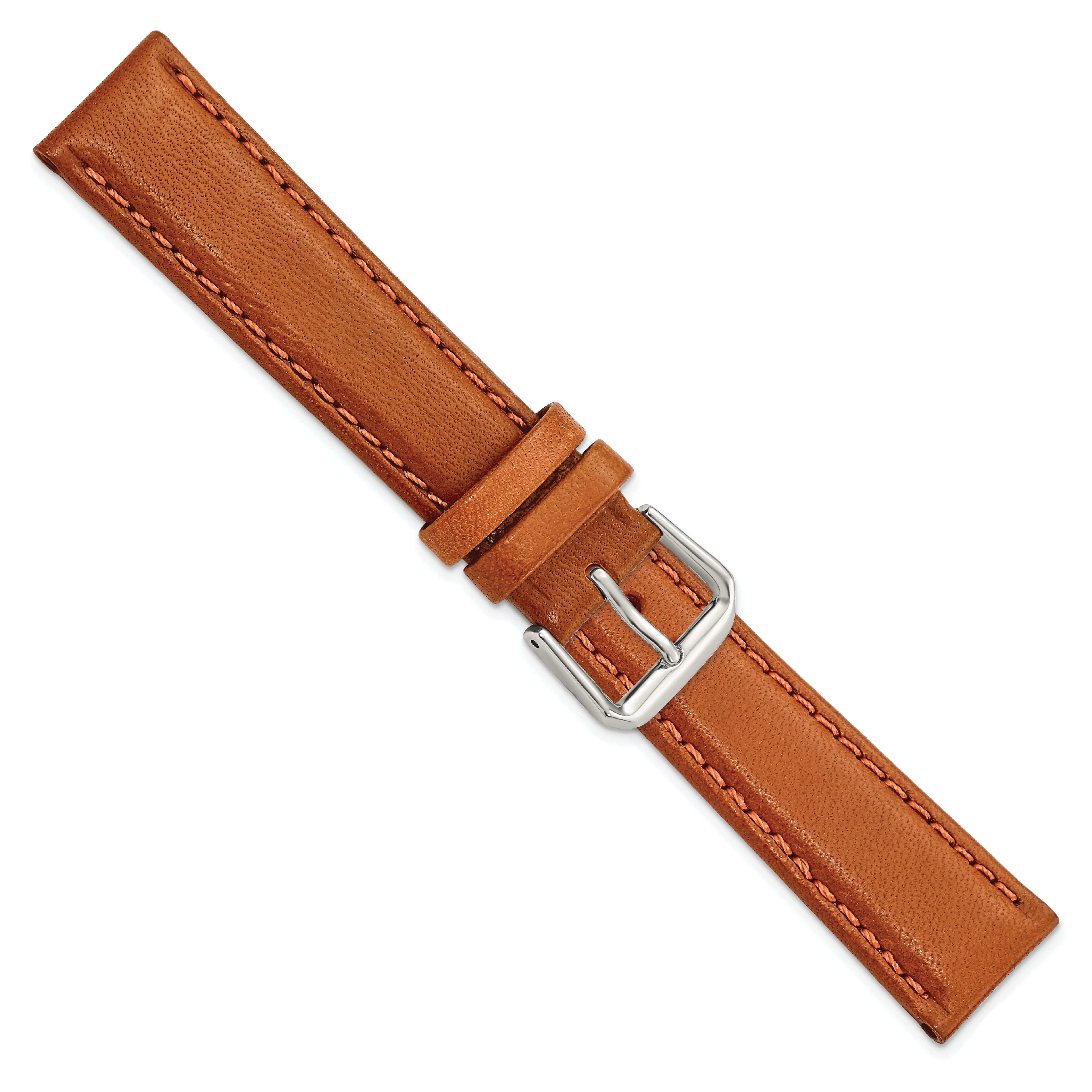 14mm Havana Italian Leather with Silver-tone Buckle 6.75 inch Watch Band