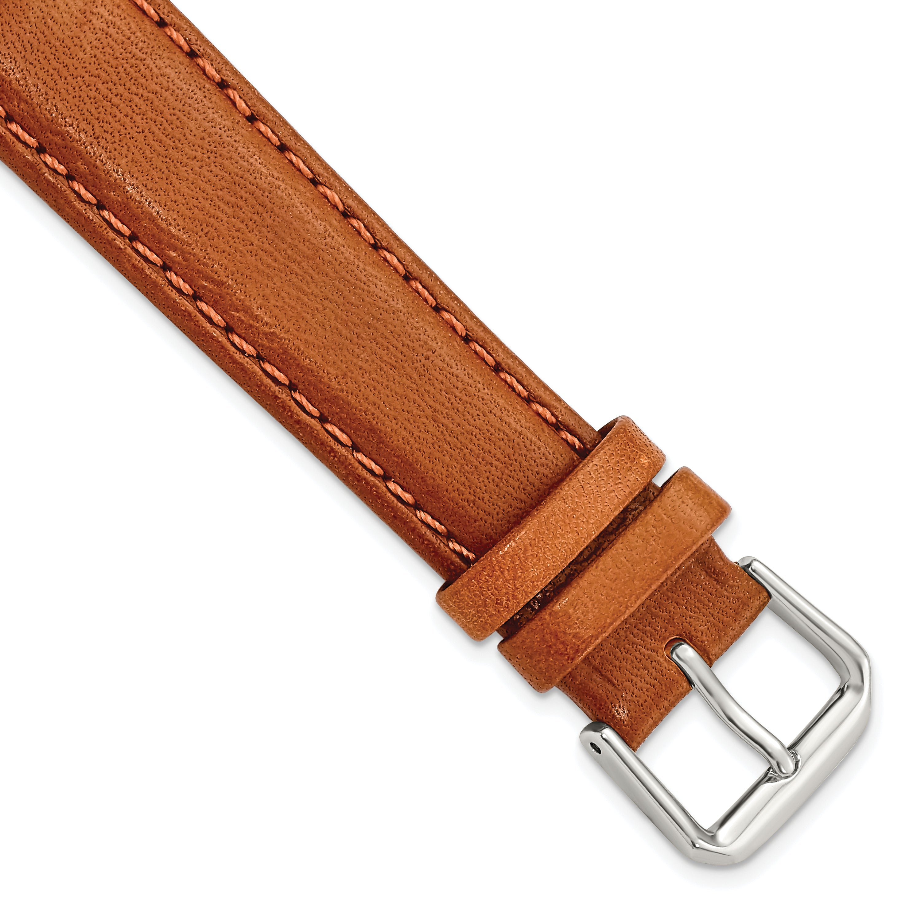 DeBeer 18mm Havana Italian Leather with Silver-tone Buckle 7.5 inch Watch Band