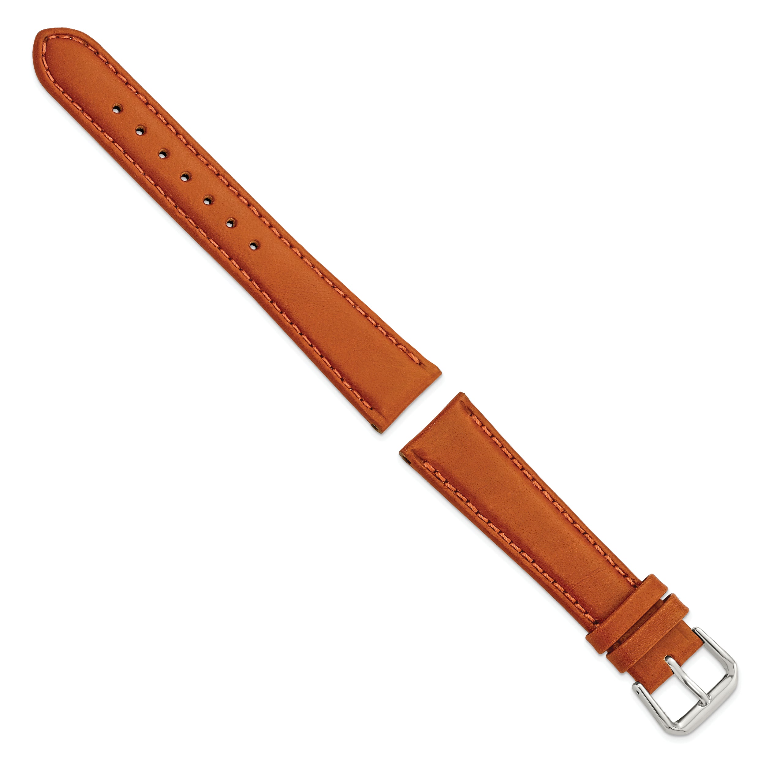 14mm Havana Italian Leather with Silver-tone Buckle 6.75 inch Watch Band