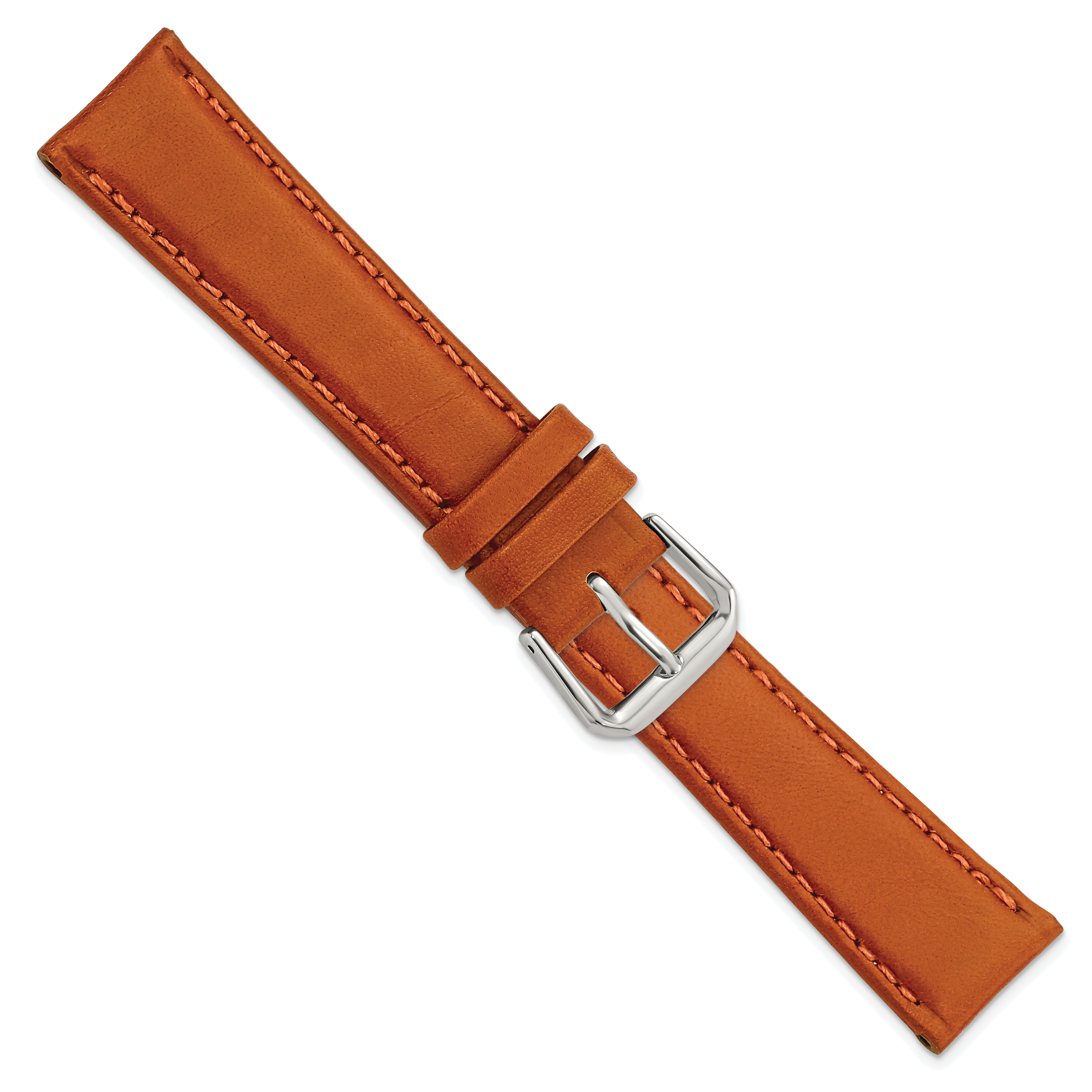 14mm Havana Italian Leather with Silver-tone Buckle 6.75 inch Watch Band