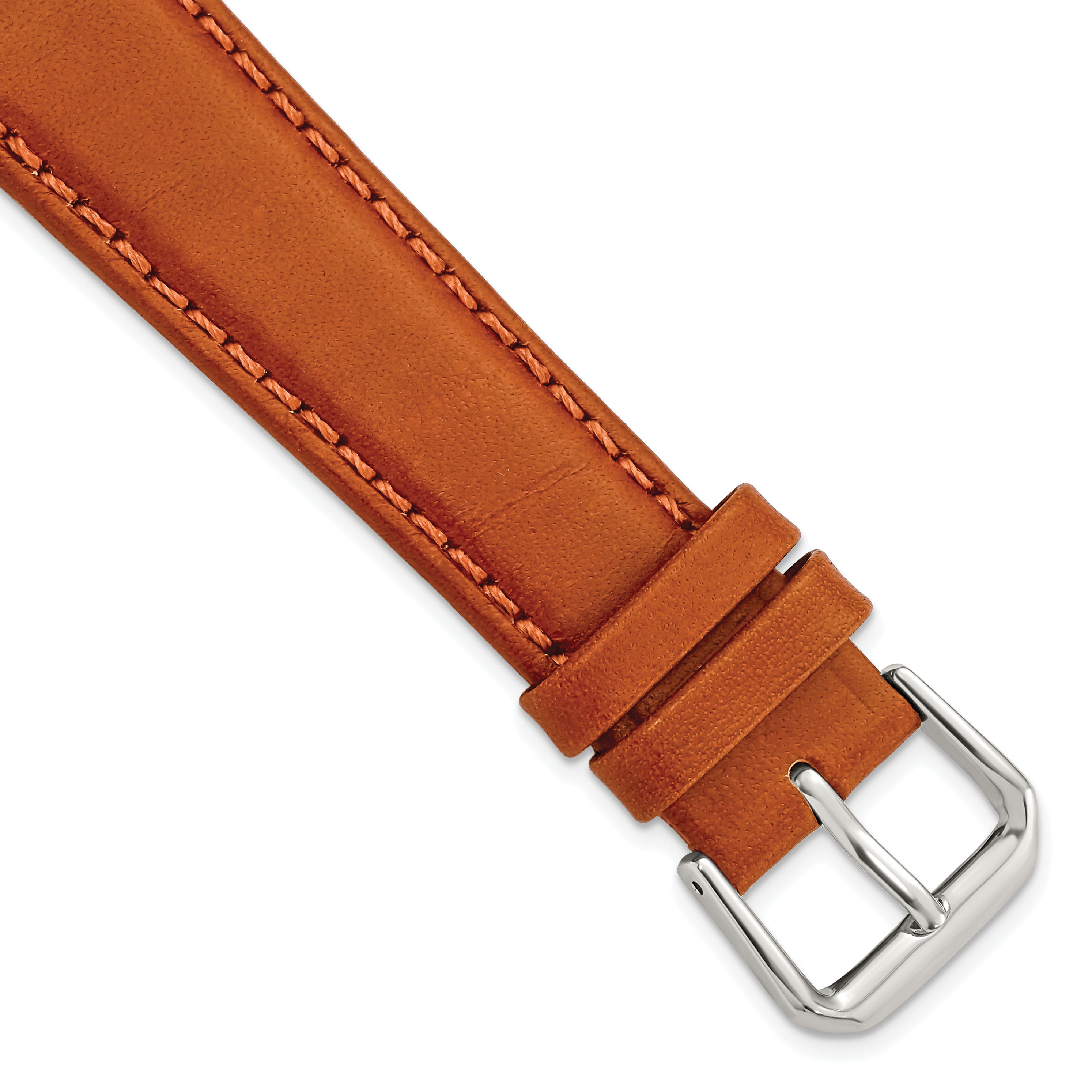 DeBeer 19mm Havana Italian Leather with Silver-tone Buckle 7.5 inch Watch Band