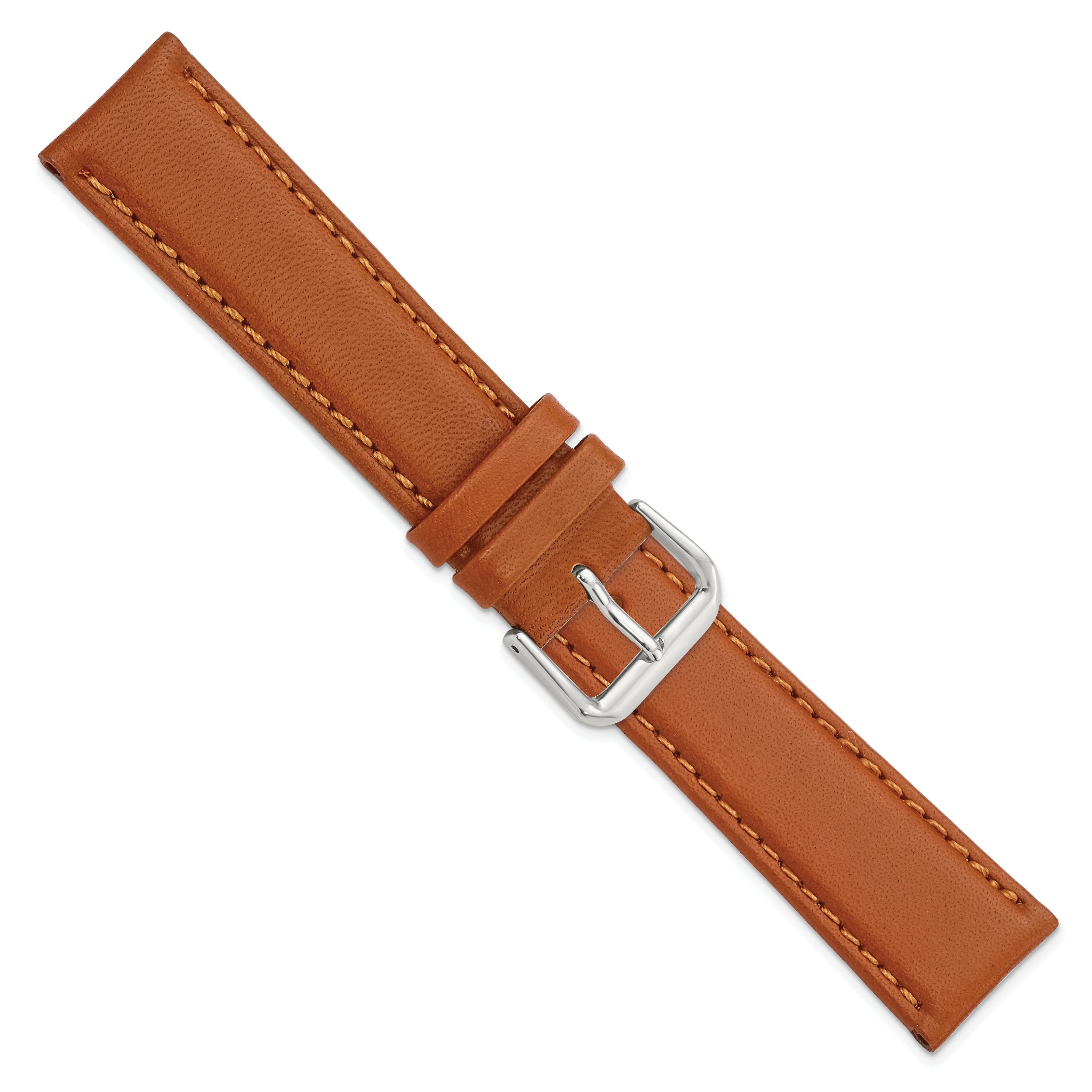 14mm Havana Italian Leather with Silver-tone Buckle 6.75 inch Watch Band