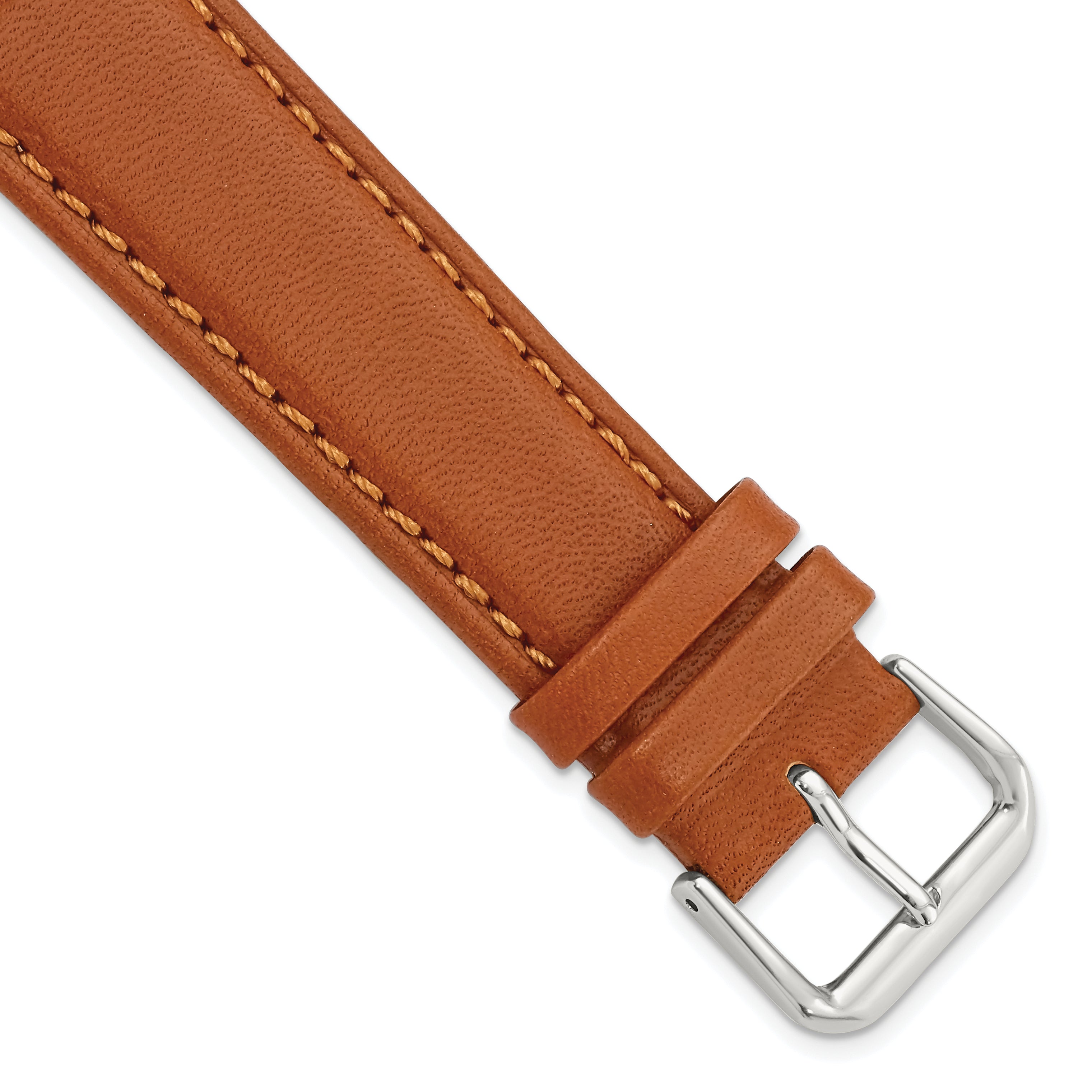 DeBeer 20mm Havana Italian Leather with Silver-tone Buckle 7.5 inch Watch Band