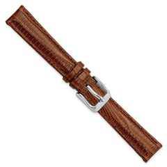 14mm Havana Teju Liz Grain Leather with Silver-tone Buckle 6.75 inch Watch Band