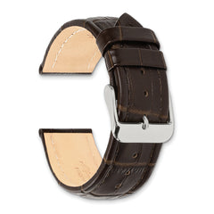 14mm Dark Brown Matte Alligator Grain Leather with Silver-tone Buckle 6.75 inch Watch Band