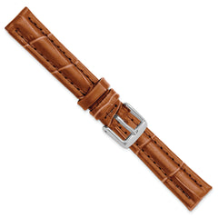 14mm Havana Matte Alligator Grain Leather with Silver-tone Buckle 6.75 inch Watch Band