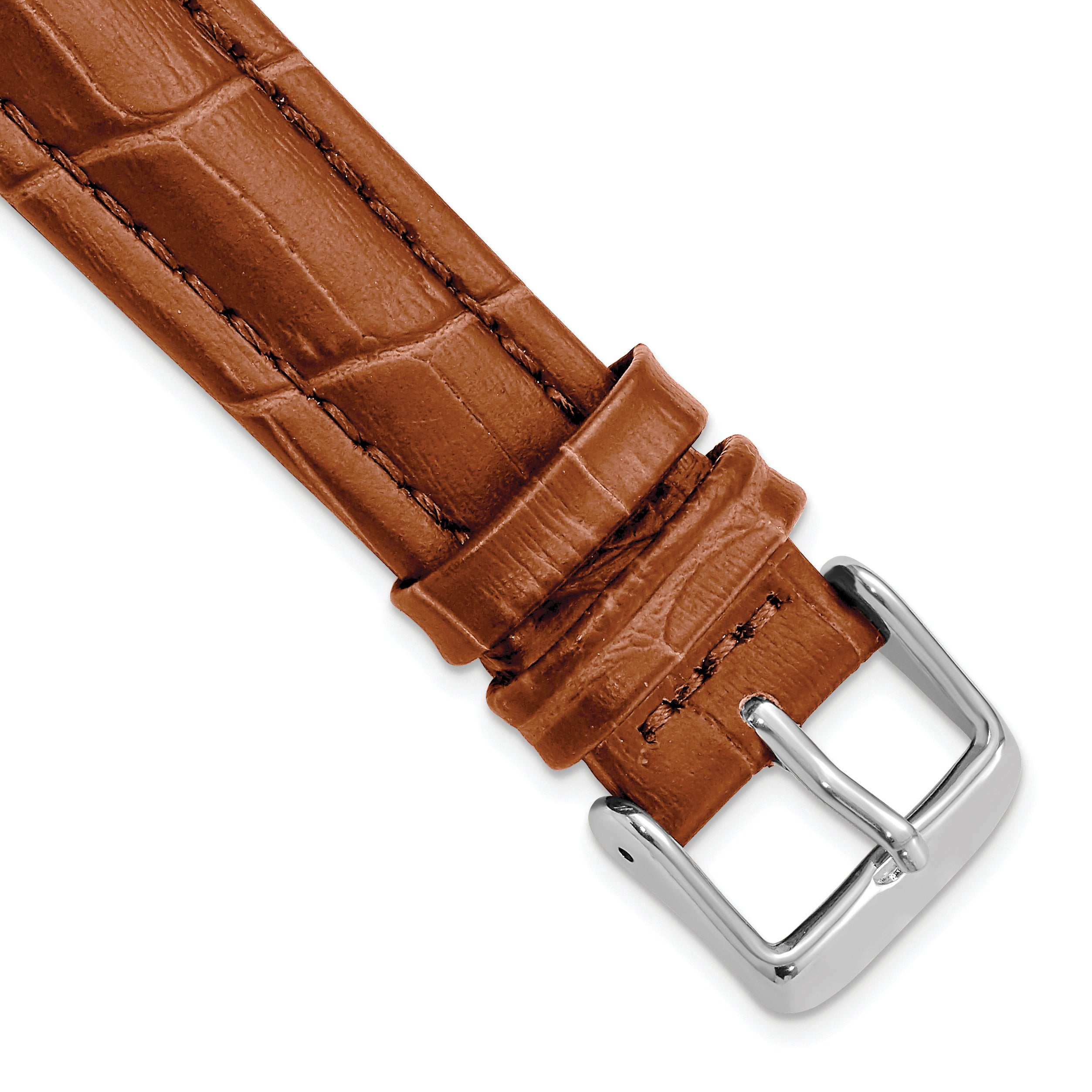 DeBeer 18mm Havana Matte Alligator Grain Leather with Silver-tone Buckle 7.5 inch Watch Band