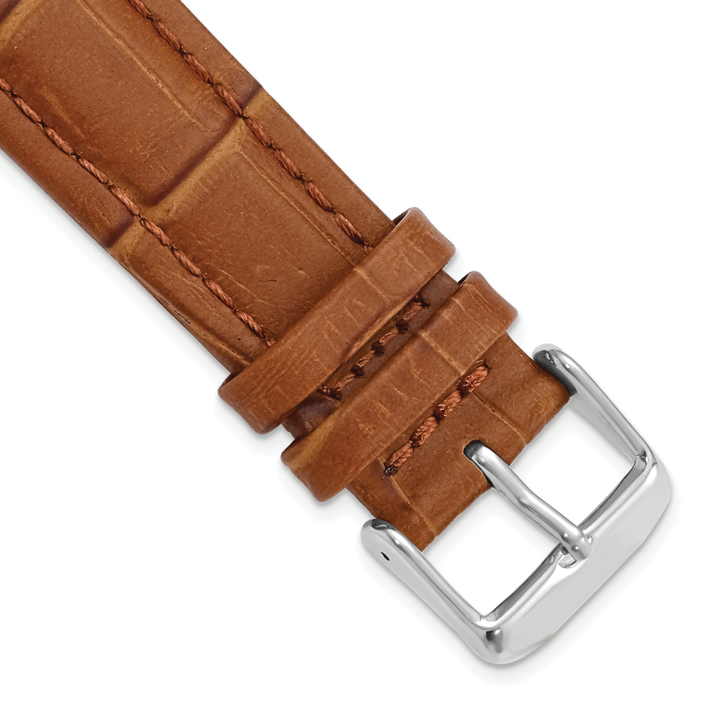 DeBeer 20mm Havana Matte Alligator Grain Leather with Silver-tone Buckle 7.5 inch Watch Band