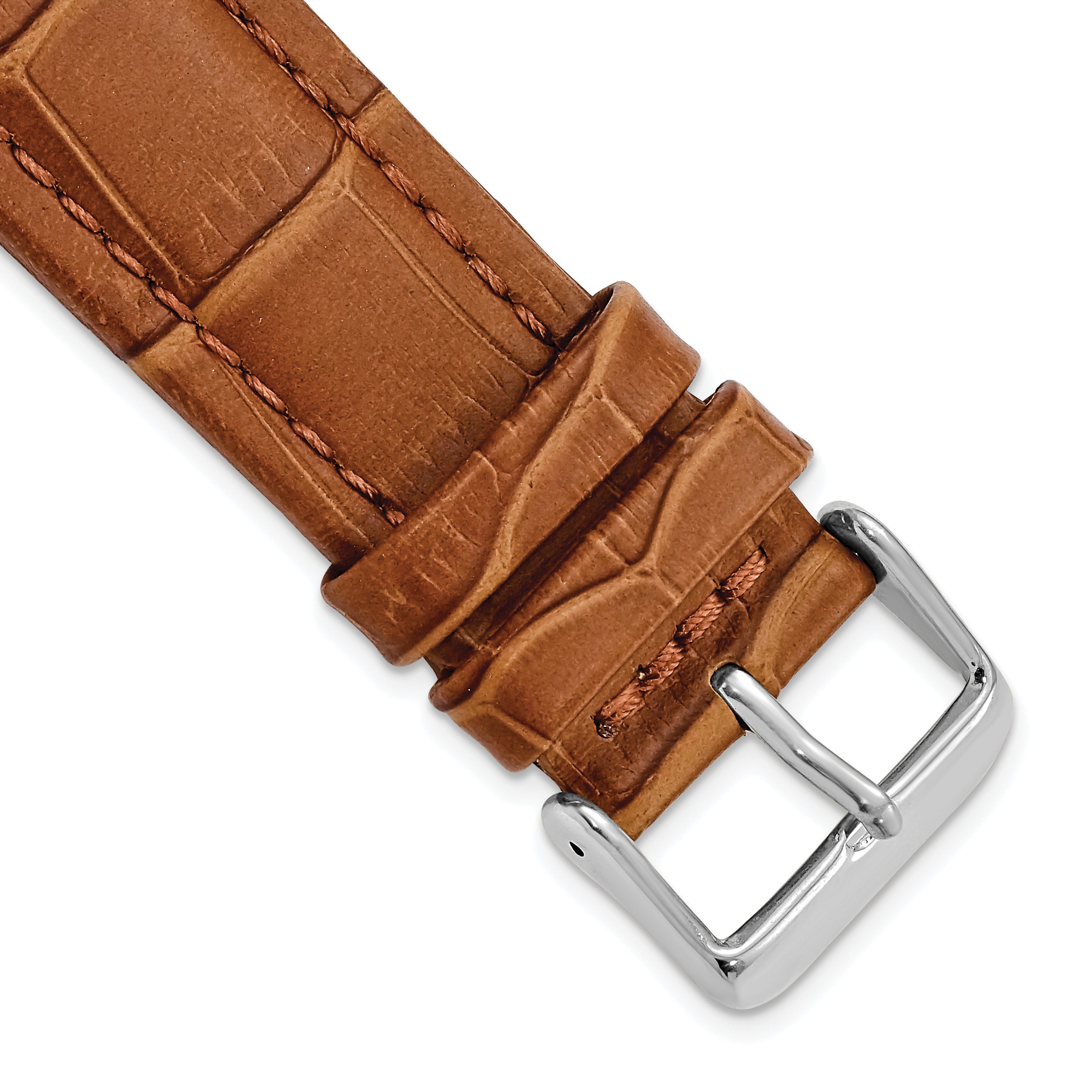 DeBeer 22mm Havana Matte Alligator Grain Leather with Silver-tone Buckle 7.5 inch Watch Band