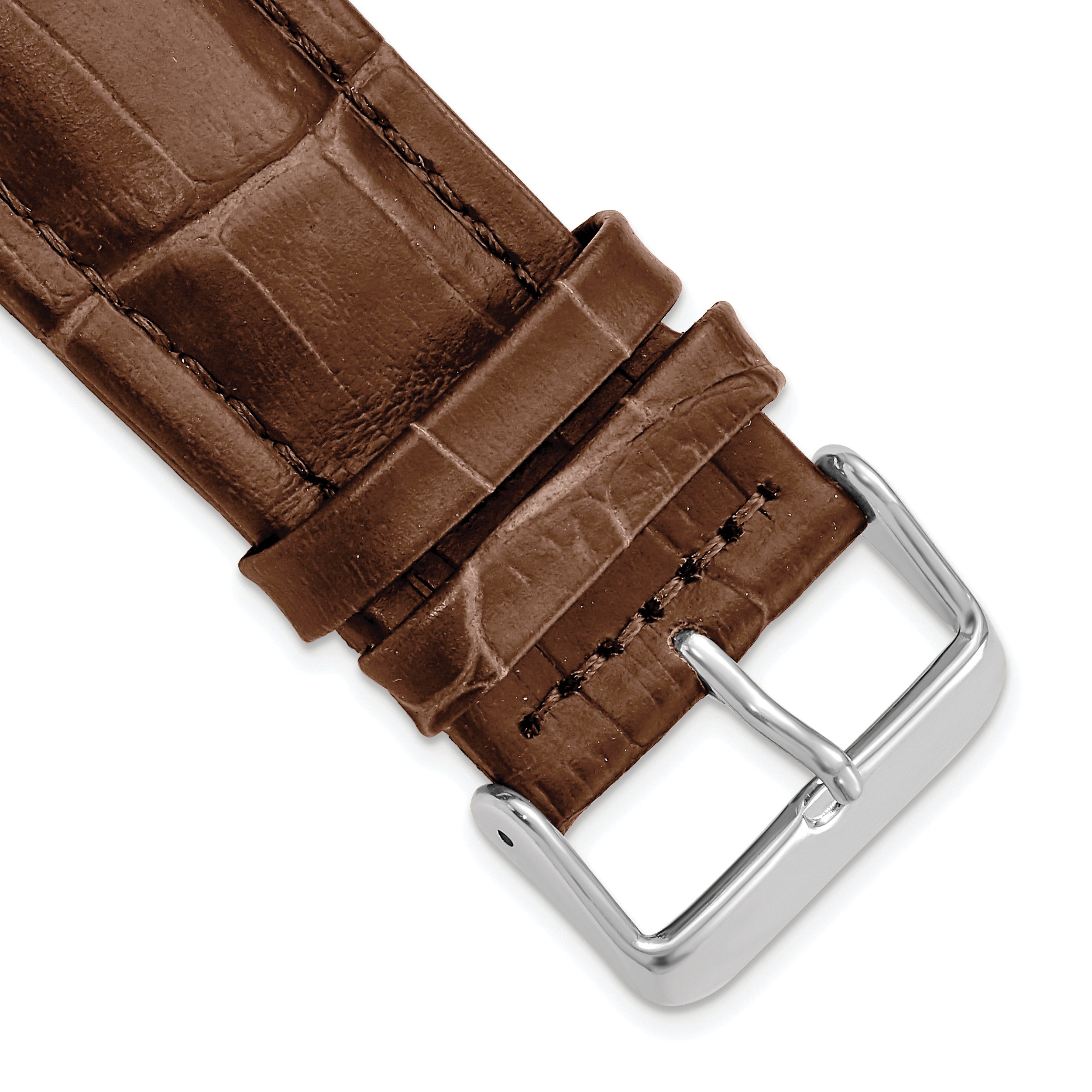 DeBeer 26mm Havana Matte Alligator Grain Leather with Silver-tone Buckle 7.5 inch Watch Band