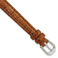 DeBeer 10mm Havana Alligator Grain Leather with Silver-tone Buckle 6.75 inch Watch Band