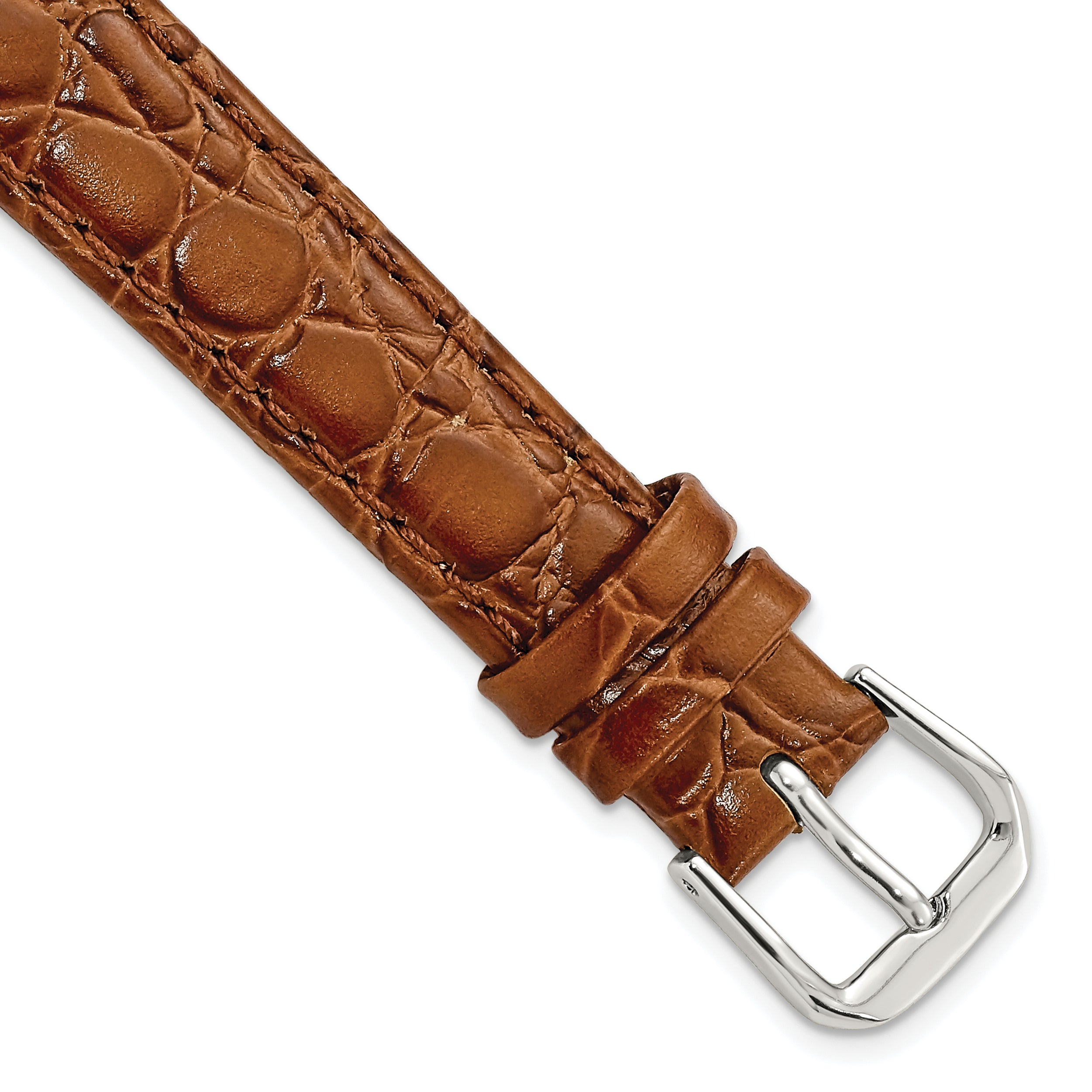 DeBeer 14mm Havana Alligator Grain Leather with Silver-tone Buckle 6.75 inch Watch Band