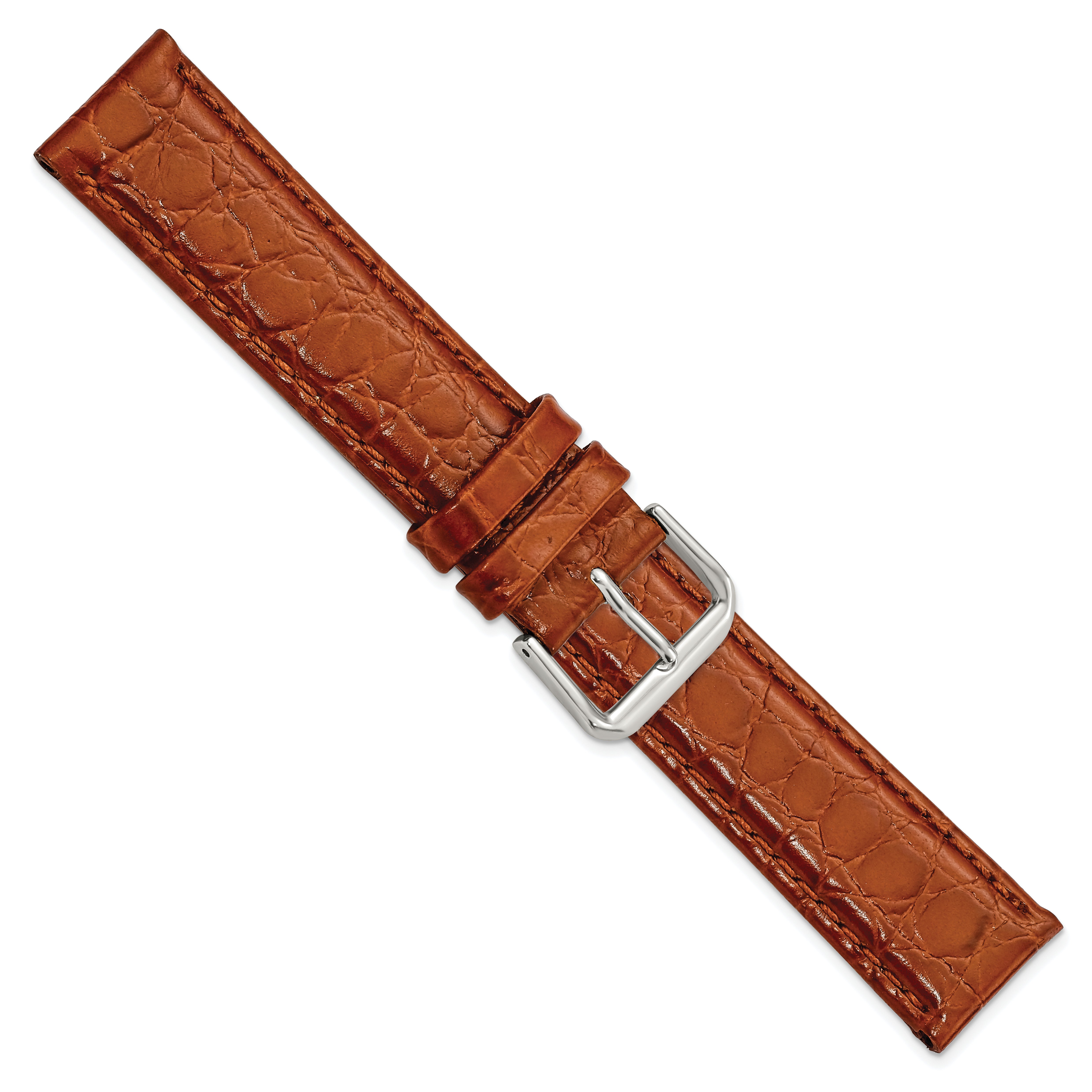 10mm Havana Alligator Grain Leather with Silver-tone Buckle 6.75 inch Watch Band