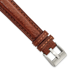 DeBeer 18mm Havana Belting Leather with Brushed Silver-tone Steel Buckle 7.75 inch Watch Band