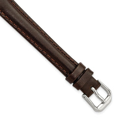 DeBeer 12mm Long Dark Brown Smooth Leather with Silver-tone Buckle 7.5 inch Watch Band