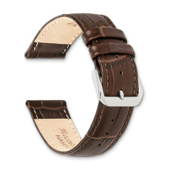 12mm Brown Matte Wild Alligator Grain Leather with Silver-tone Buckle 6.75 inch Watch Band