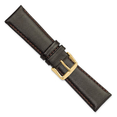 22mm Short Dark Brown Smooth Leather Chronograph with Gold-tone Buckle 6.75 inch Watch Band