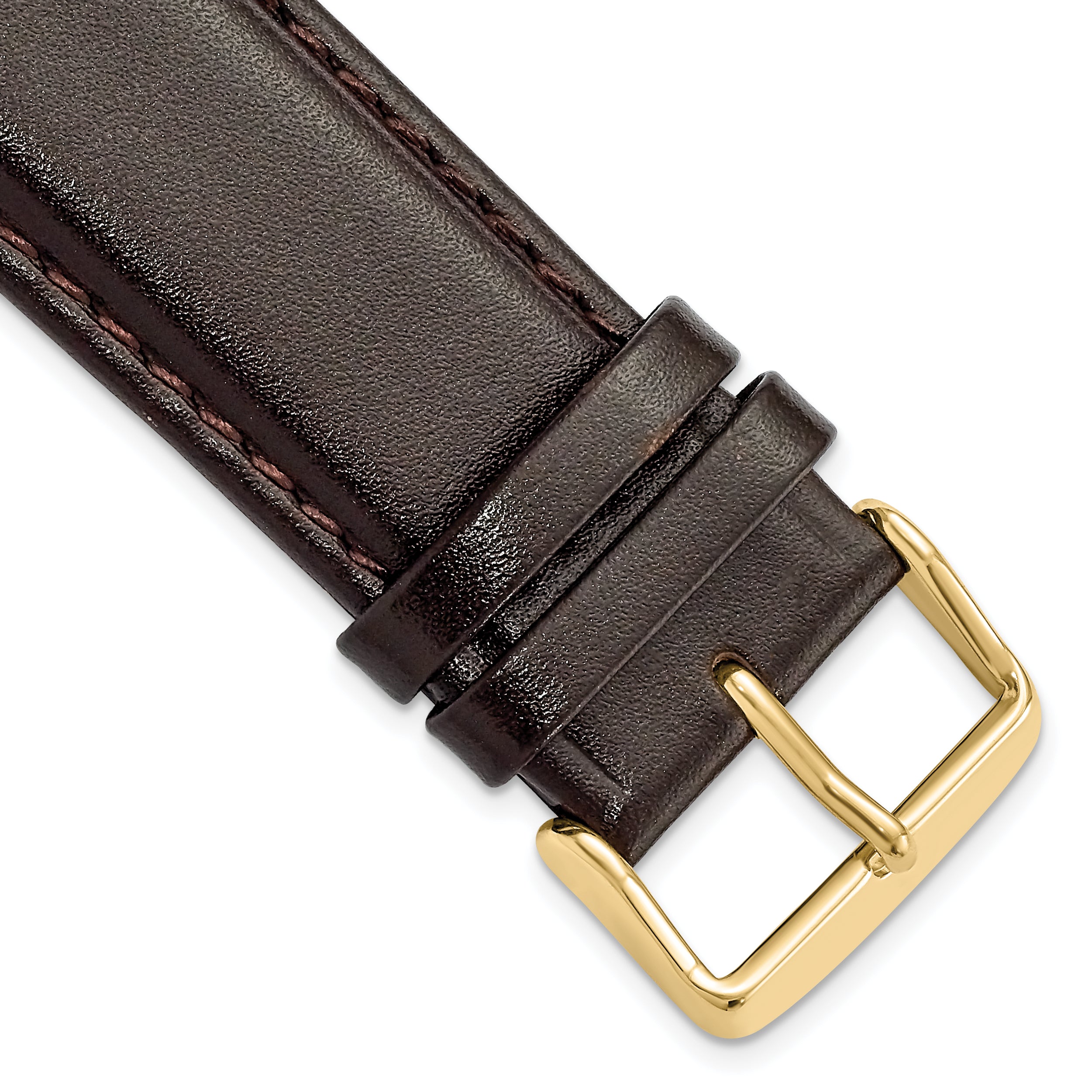 DeBeer 24mm Short Dark Brown Smooth Leather Chronograph with Gold-tone Buckle 6.75 inch Watch Band