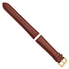 22mm Long Havana Smooth Leather Chronograph with Gold-tone Buckle 8.5 inch Watch Band