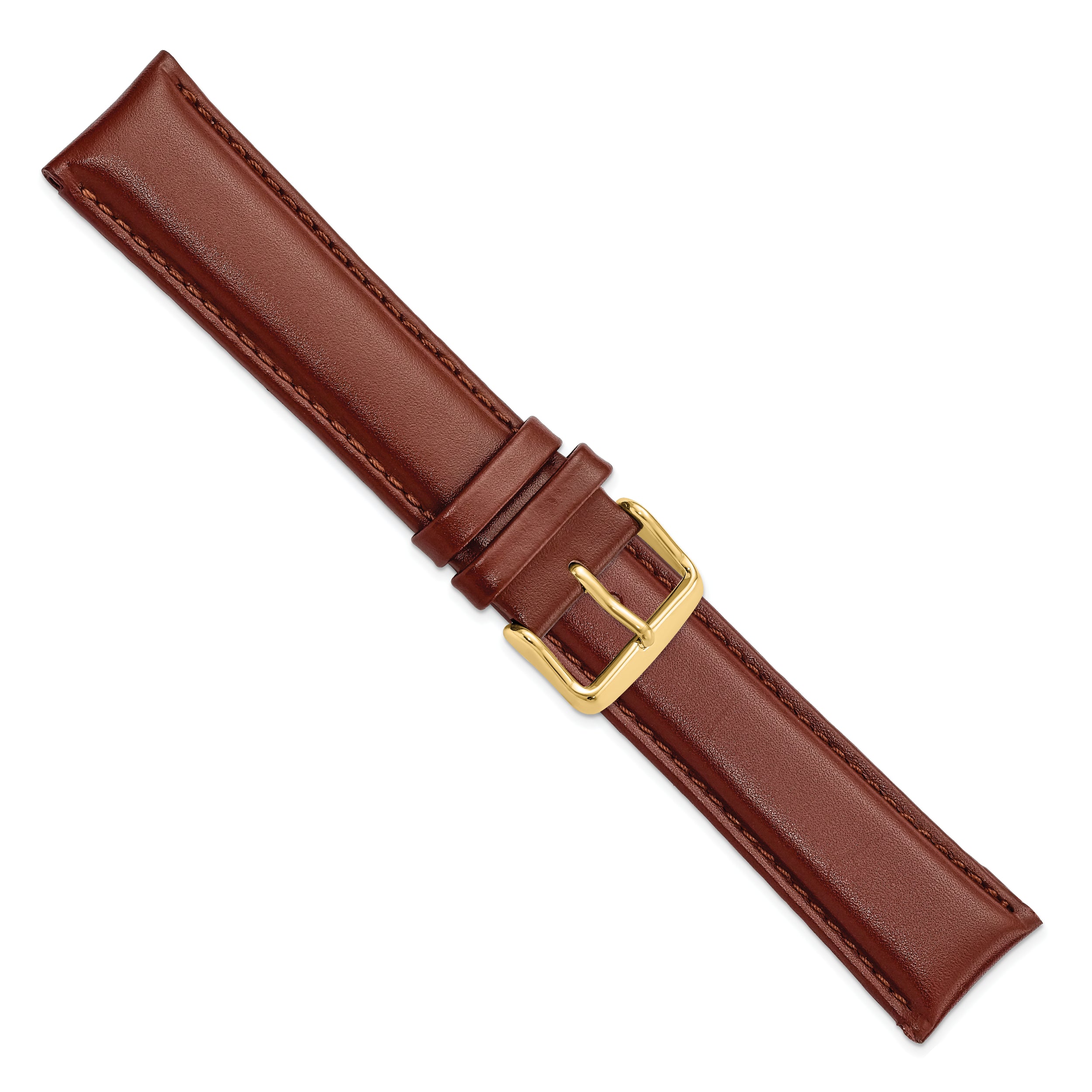 22mm Long Havana Smooth Leather Chronograph with Gold-tone Buckle 8.5 inch Watch Band