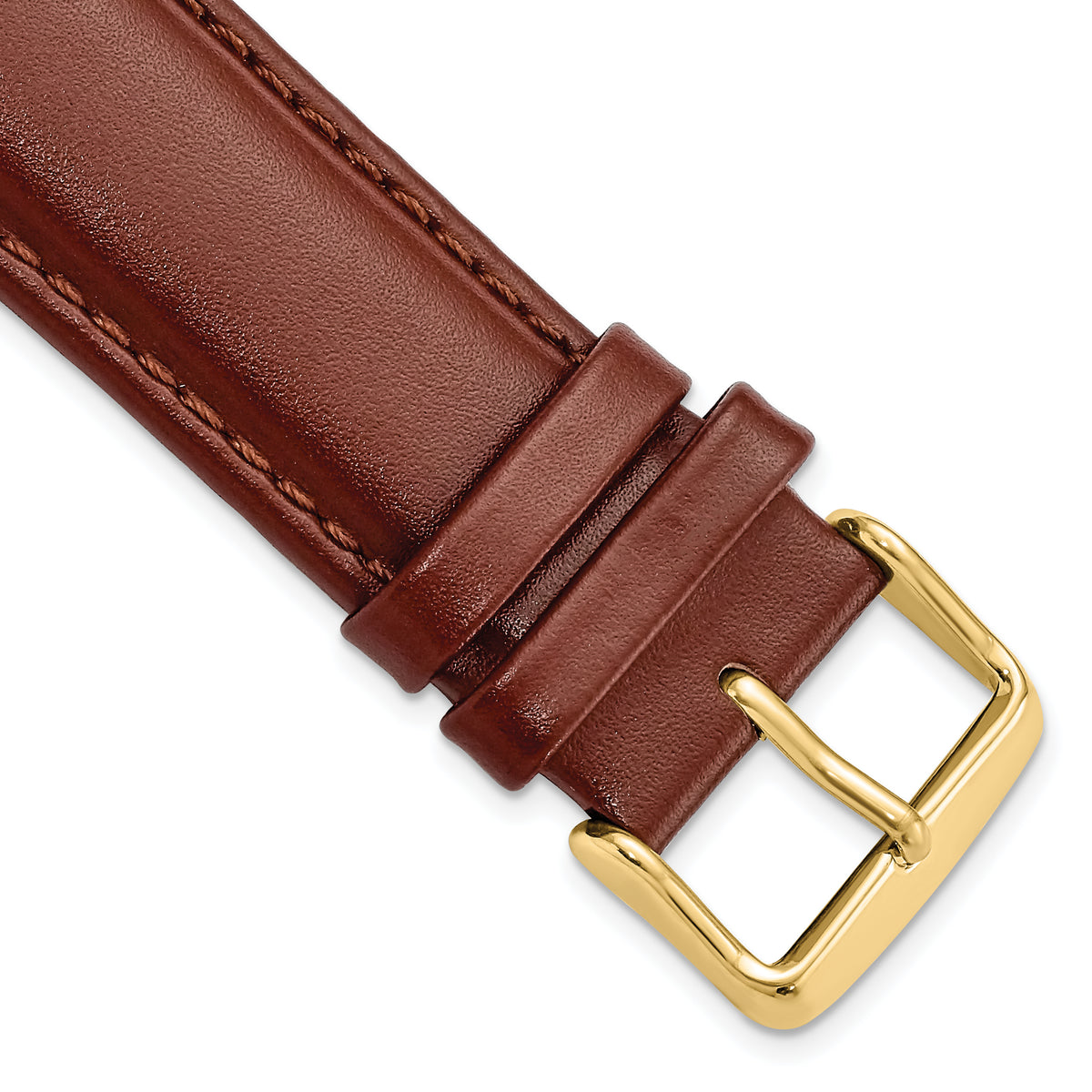 DeBeer 22mm Long Havana Smooth Leather Chronograph with Gold-tone Buckle 8.5 inch Watch Band