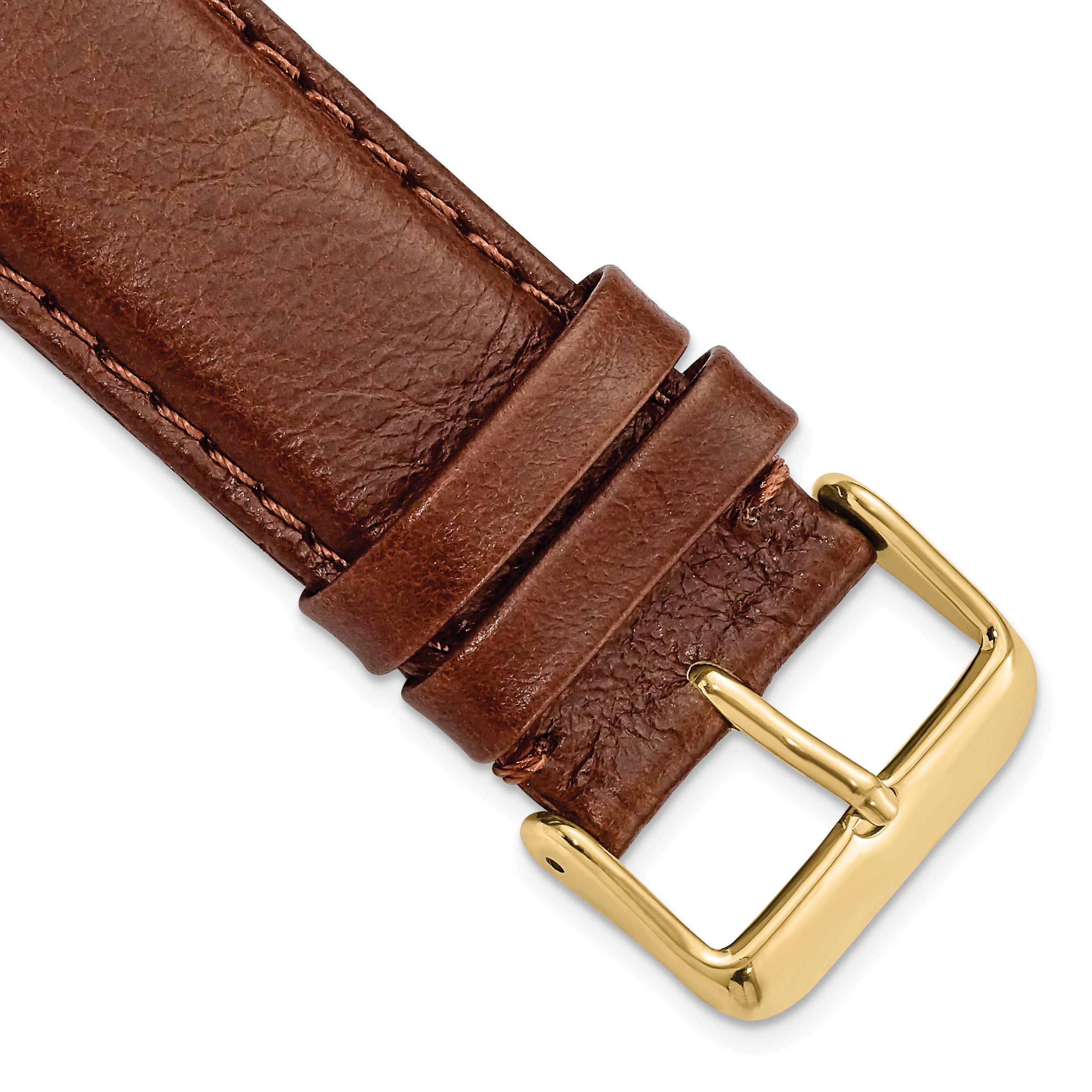 DeBeer 24mm Long Havana Smooth Leather Chronograph with Gold-tone Buckle 8.5 inch Watch Band