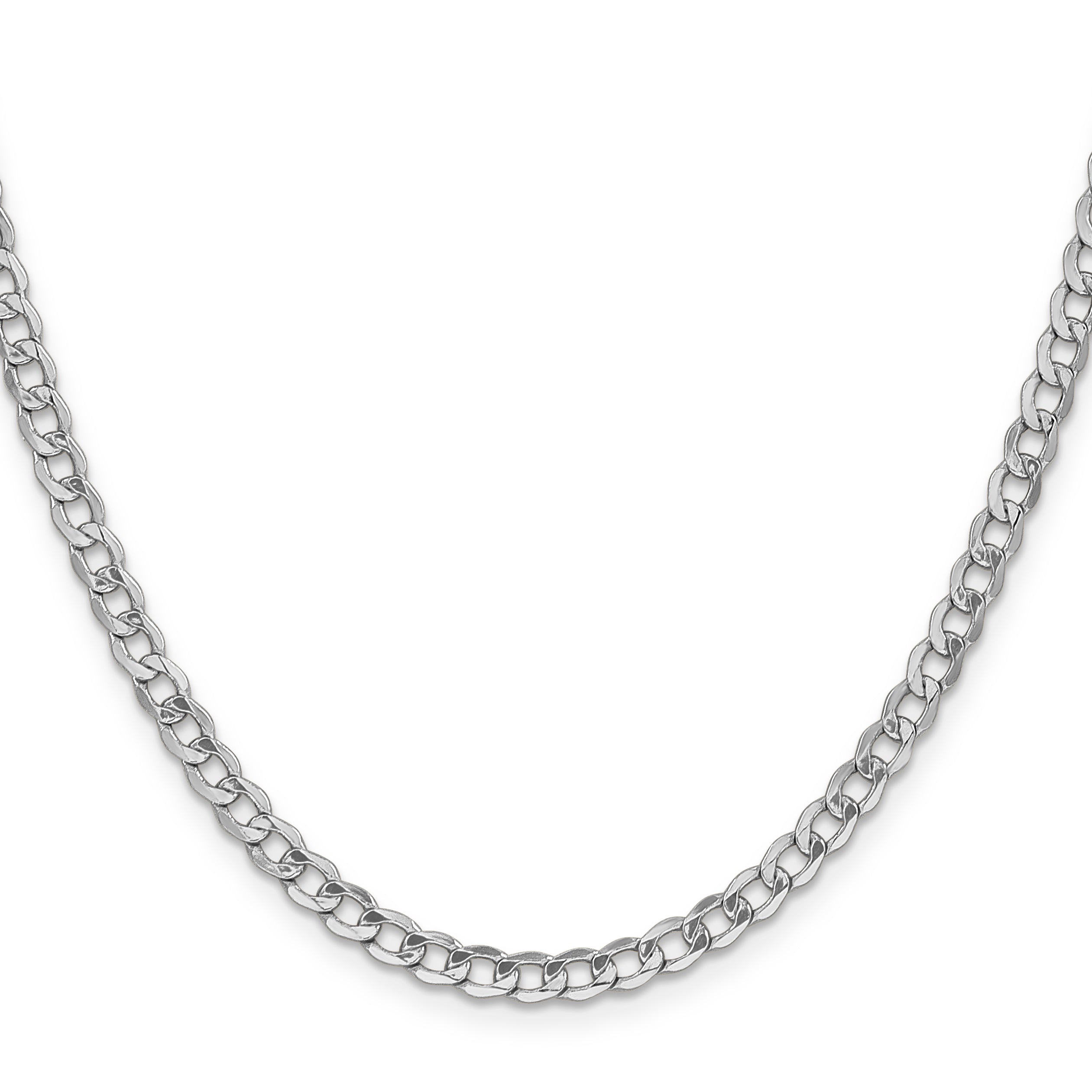 14K White Gold 16 inch 4.3mm Semi-Solid Curb with Lobster Clasp Chain