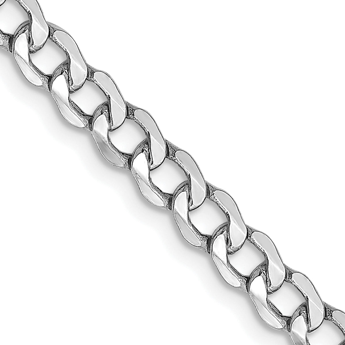 14K White Gold 26 inch 4.3mm Semi-Solid Curb with Lobster Clasp Chain