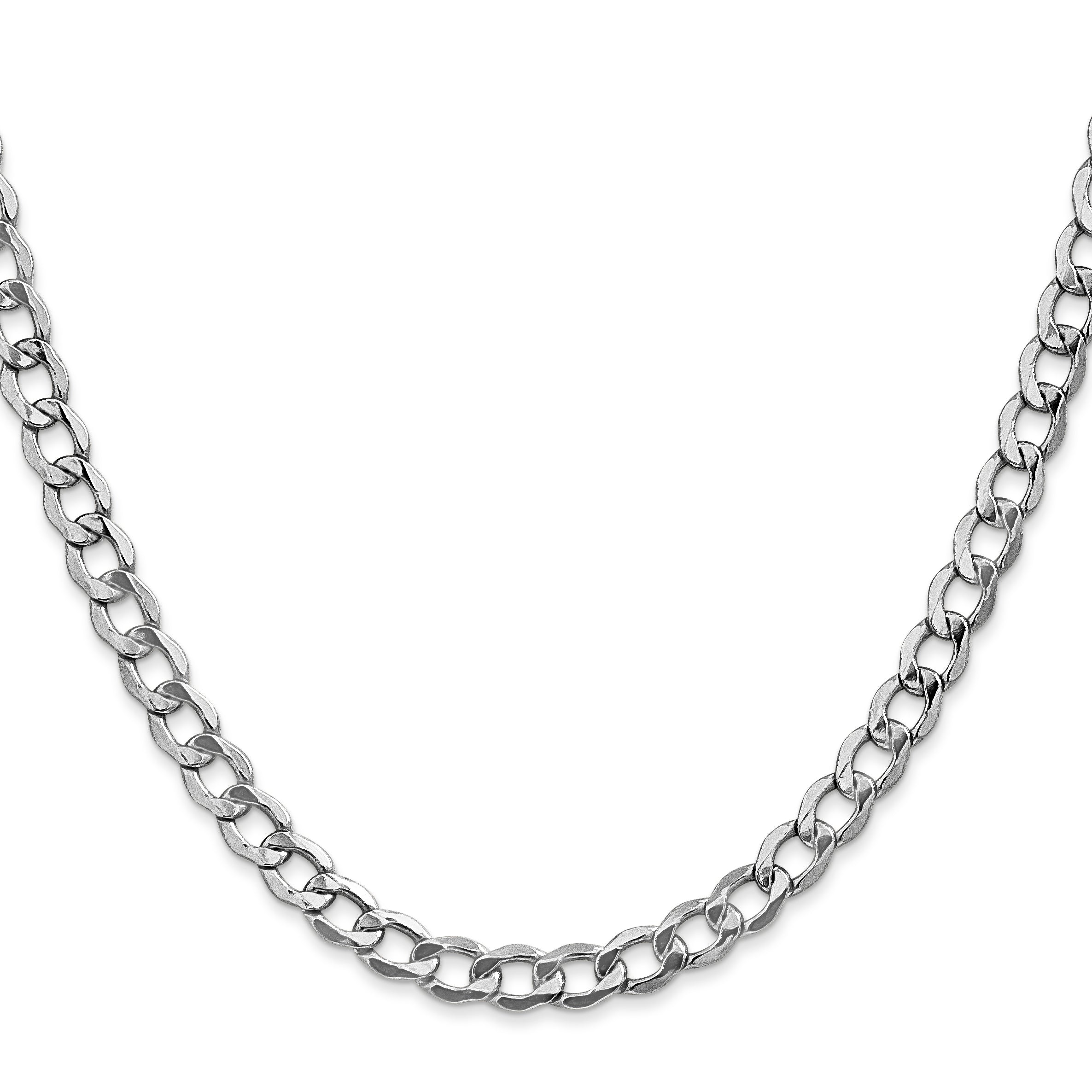 14K White Gold 16 inch 5.25mm Semi-Solid Curb with Lobster Clasp Chain