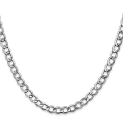 14K White Gold 16 inch 5.25mm Semi-Solid Curb with Lobster Clasp Chain