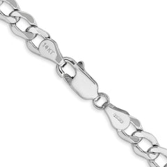 14K White Gold 16 inch 5.25mm Semi-Solid Curb with Lobster Clasp Chain