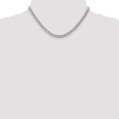 14K White Gold 16 inch 5.25mm Semi-Solid Curb with Lobster Clasp Chain