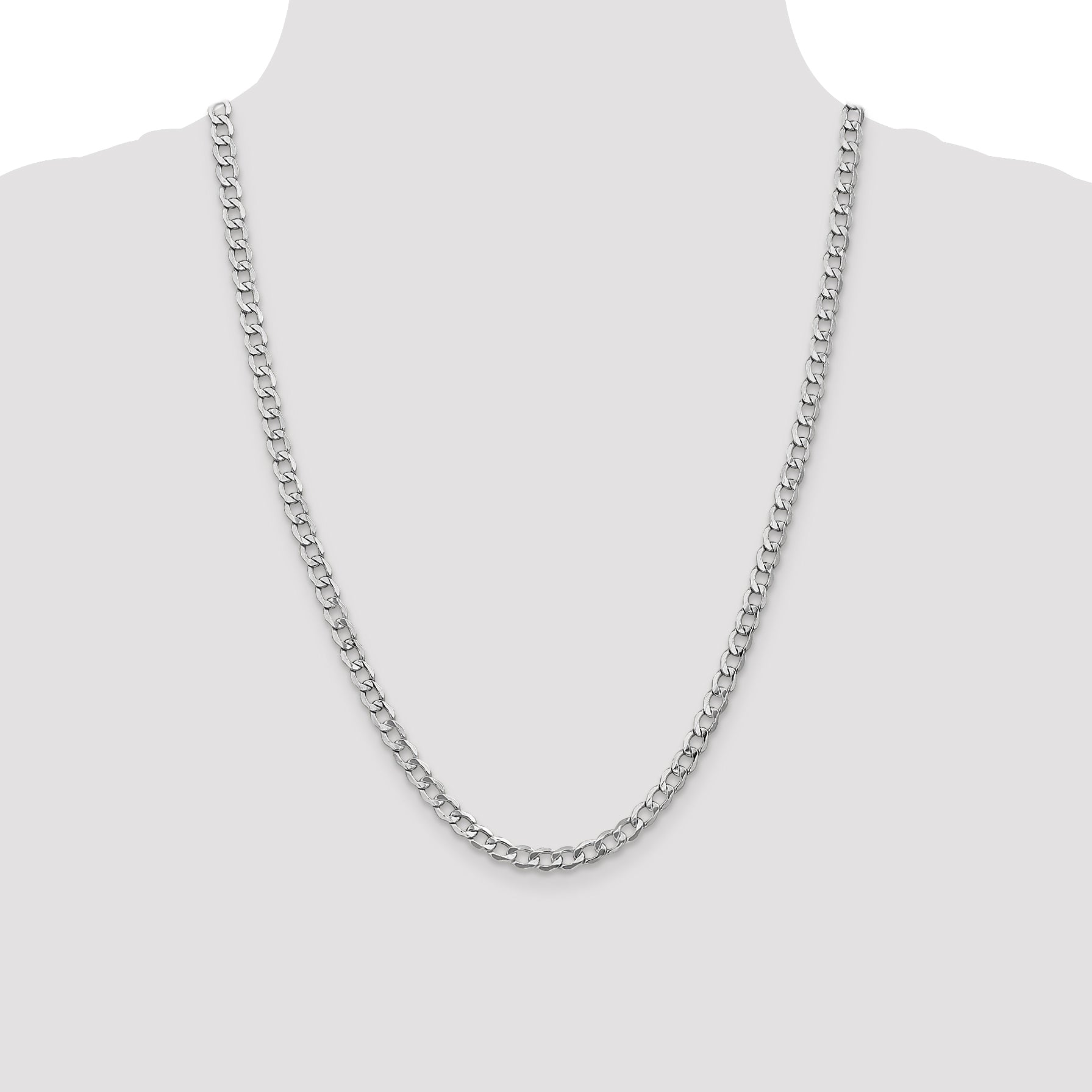 14K White Gold 16 inch 5.25mm Semi-Solid Curb with Lobster Clasp Chain