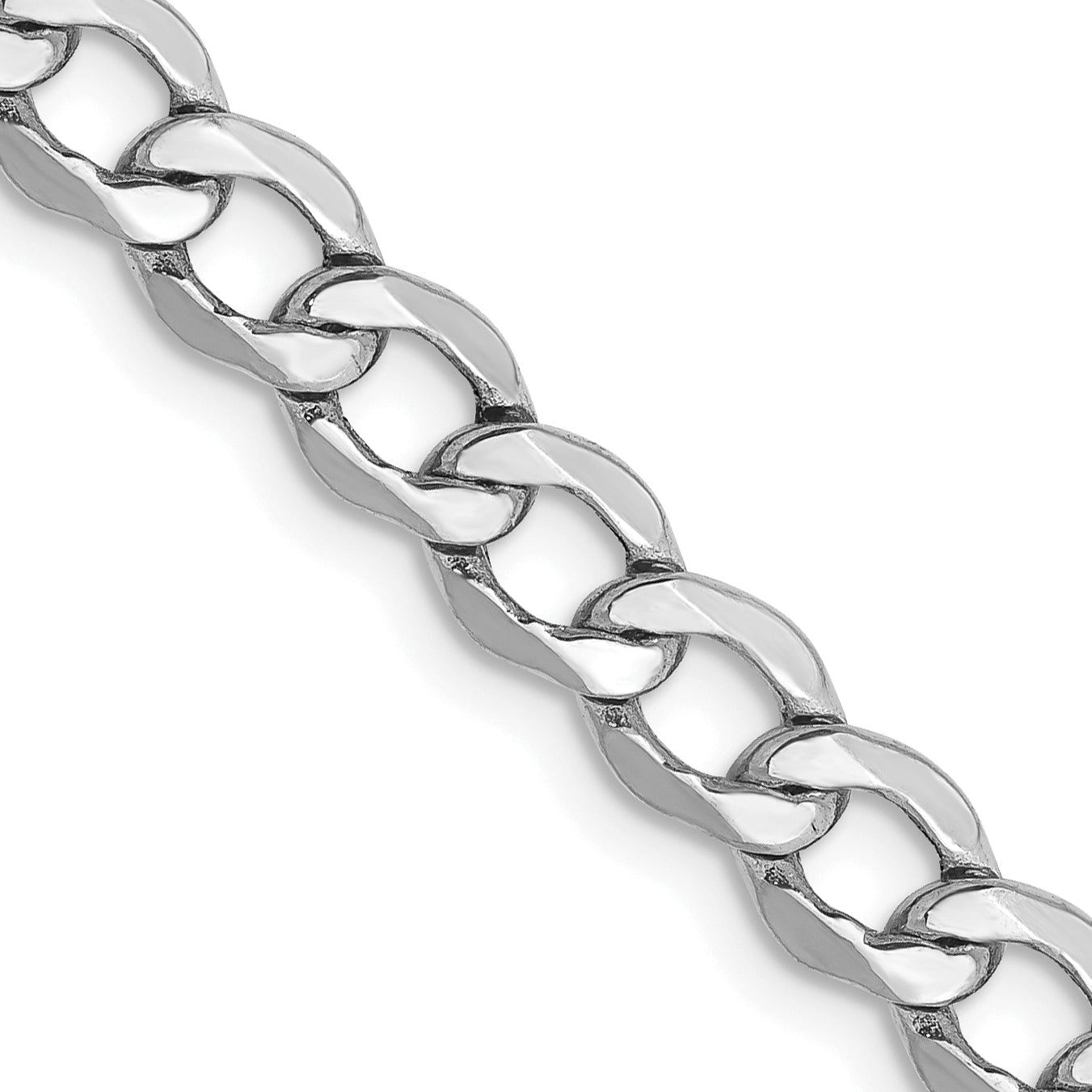 14K White Gold 26 inch 5.25mm Semi-Solid Curb with Lobster Clasp Chain