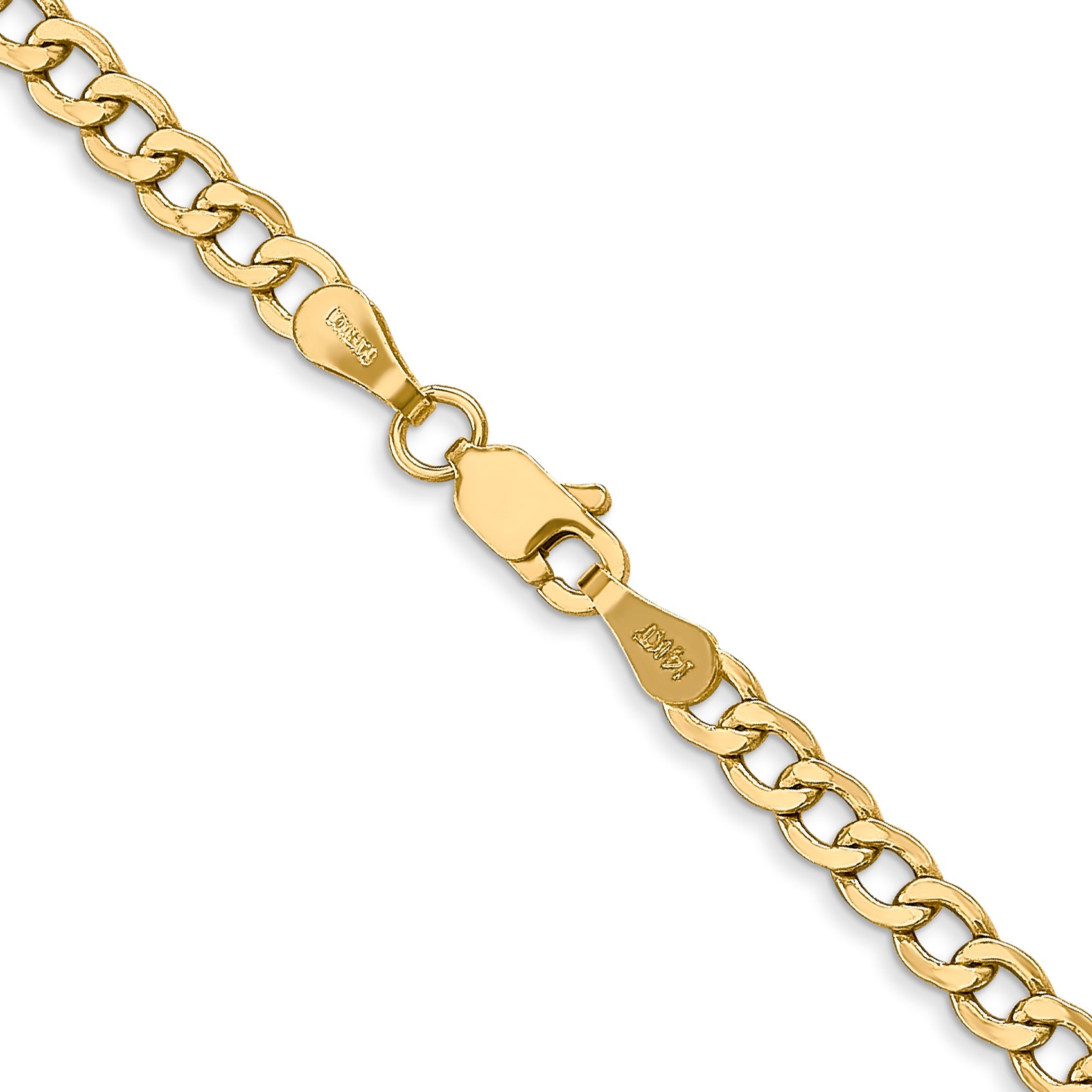 14K 16 inch 3.35mm Semi-Solid Curb with Lobster Clasp Chain