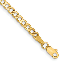 14K 9 inch 3.35mm Semi-Solid Curb with Lobster Clasp Anklet