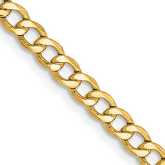 14K 28 inch 3.35mm Semi-Solid Curb with Lobster Clasp Chain