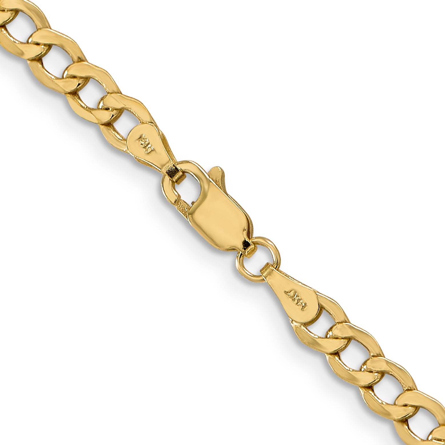 14K 16 inch 4.3mm Semi-Solid Curb with Lobster Clasp Chain