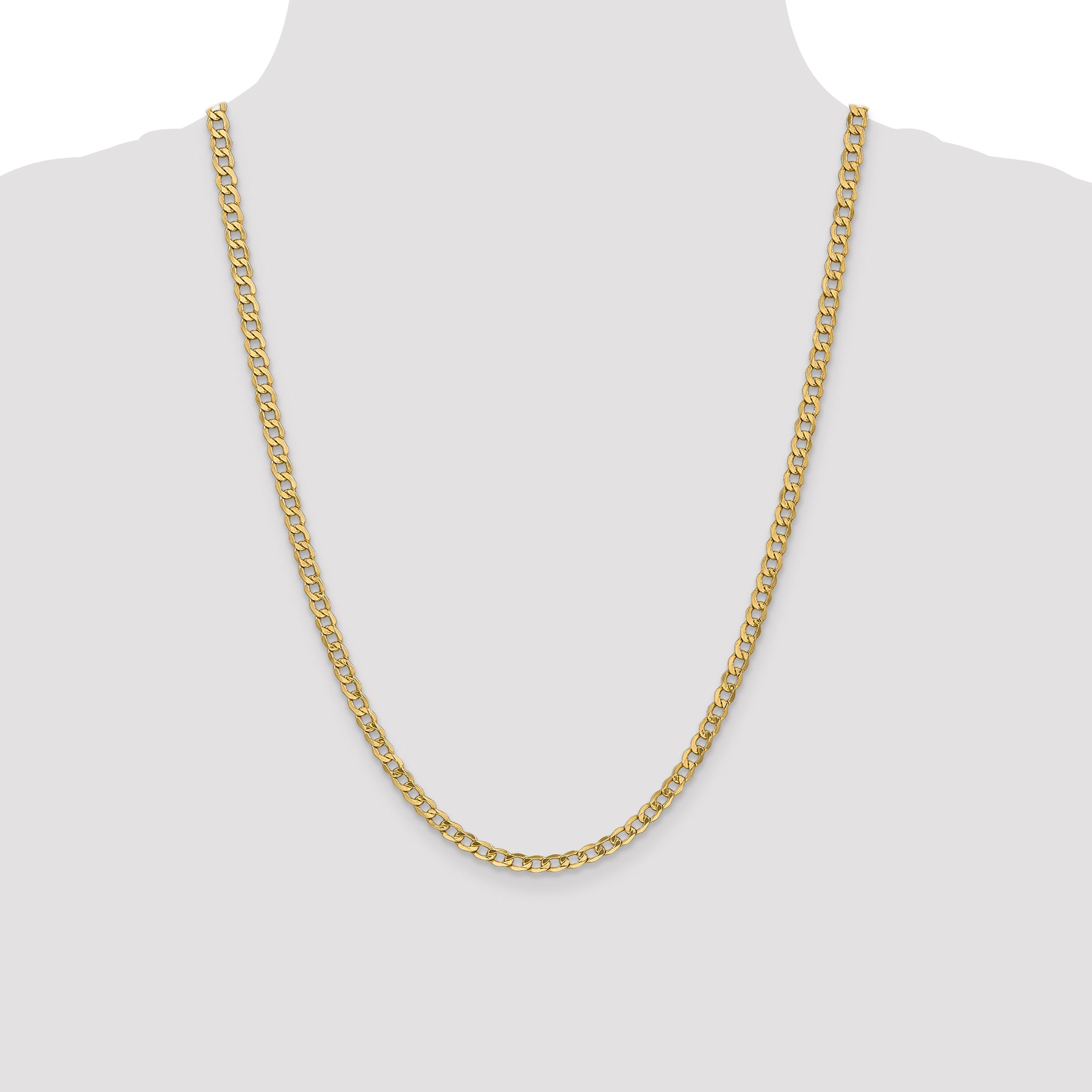 14K 16 inch 4.3mm Semi-Solid Curb with Lobster Clasp Chain