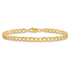 14K 7 inch 4.3mm Semi-Solid Curb with Lobster Clasp Bracelet